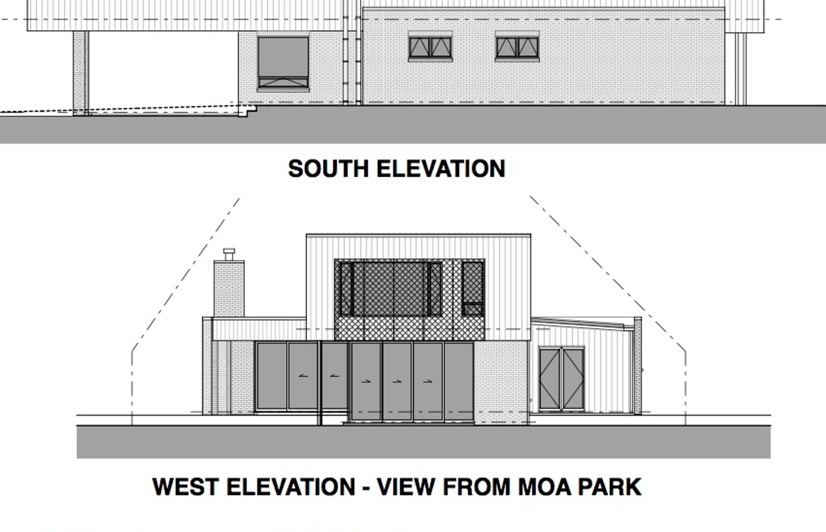The south and west-facing (park) elevations by Architecture Bureau.