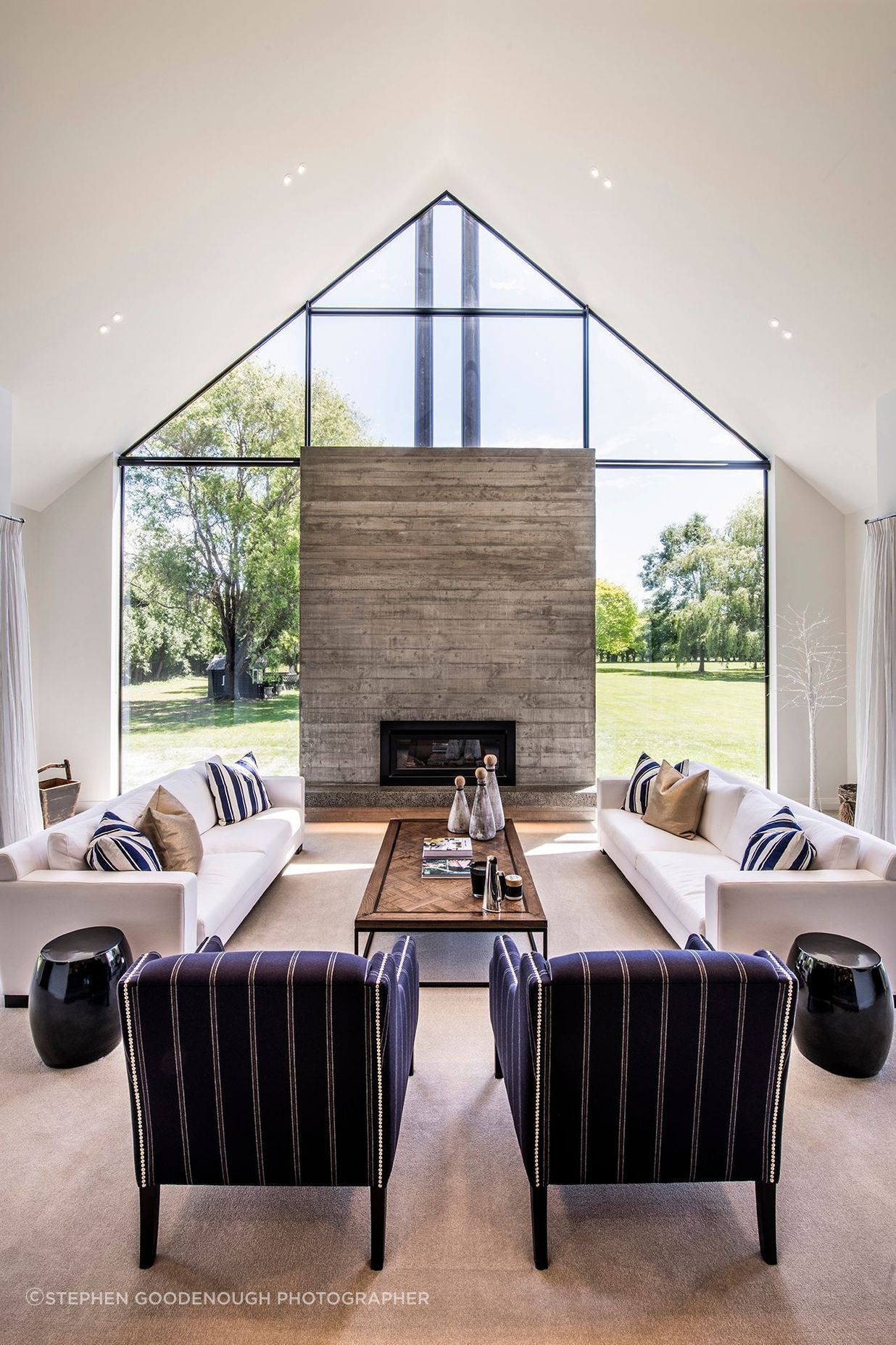 The glazed gable end opens the house up to the surrounding landscape.