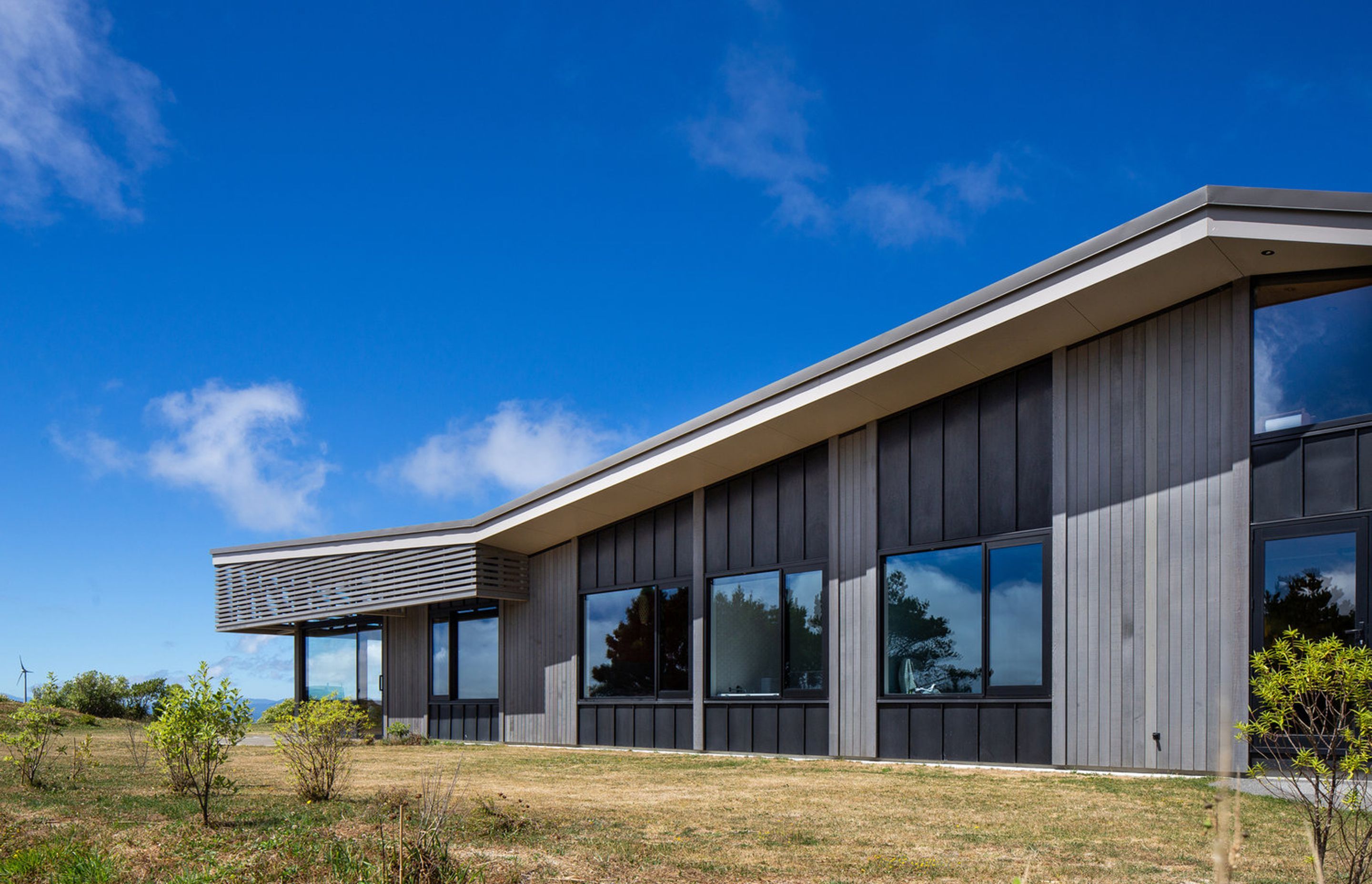 The 'expressive' skillion roof helps to marry the house to its context and adds drama to the interior as well.