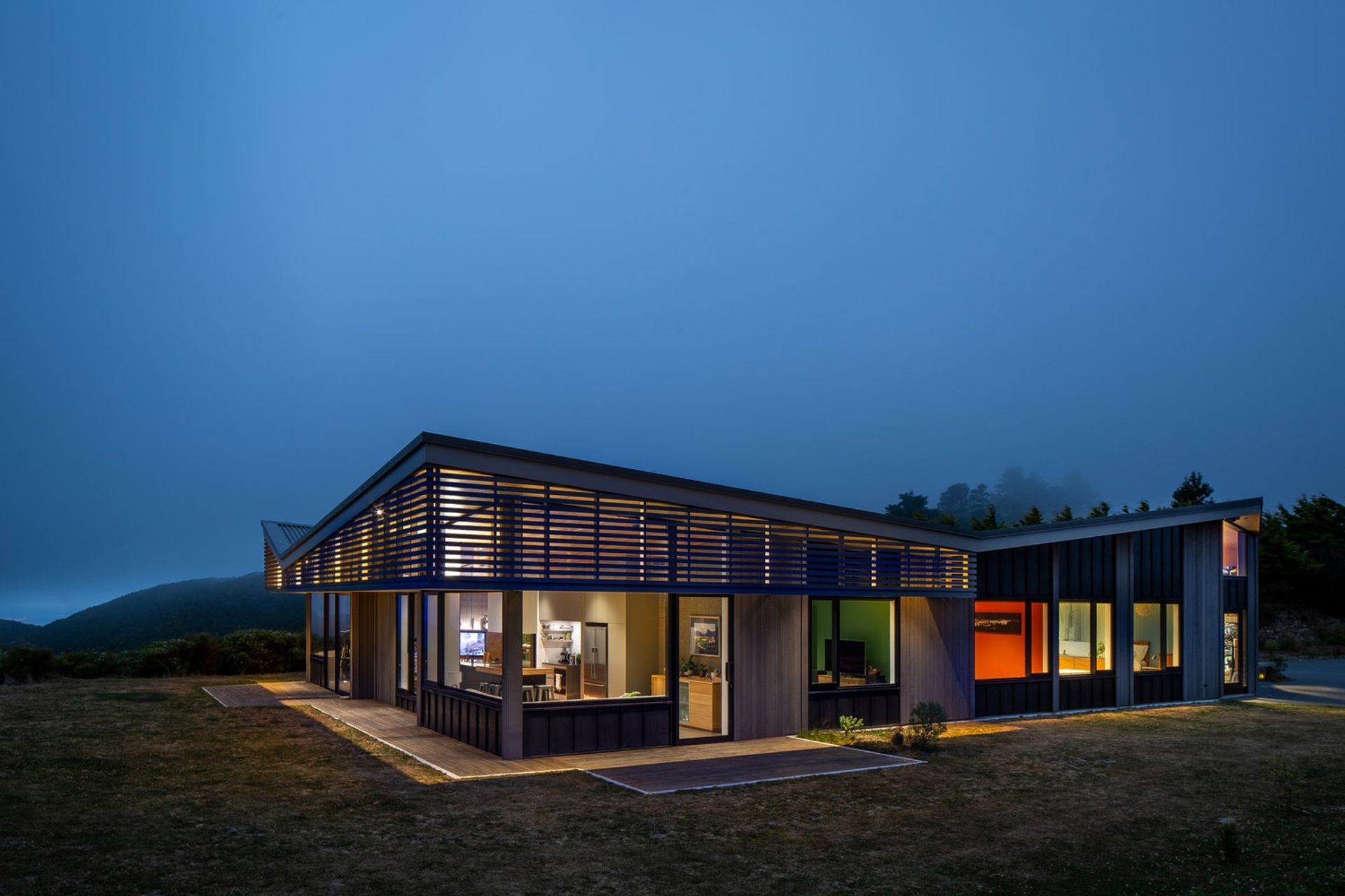 The living areas have a neutral colour palette but splashes of colour can be seen on the study and bedroom walls