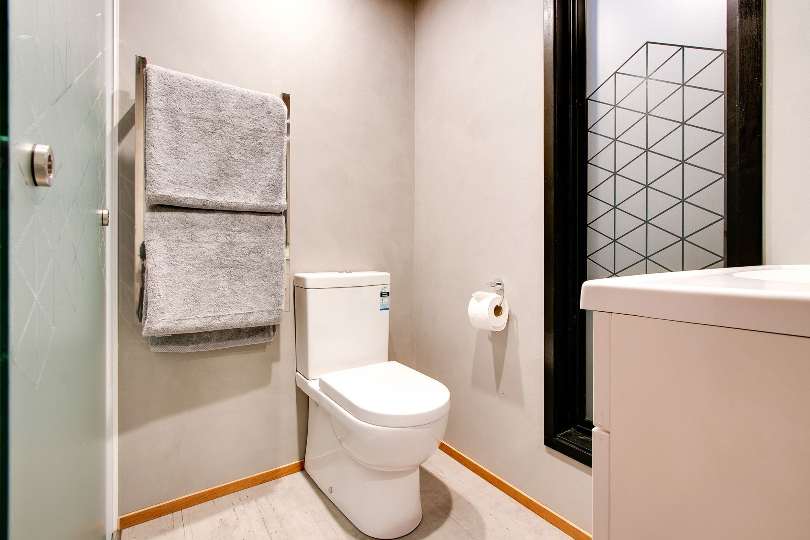 The bathroom.
