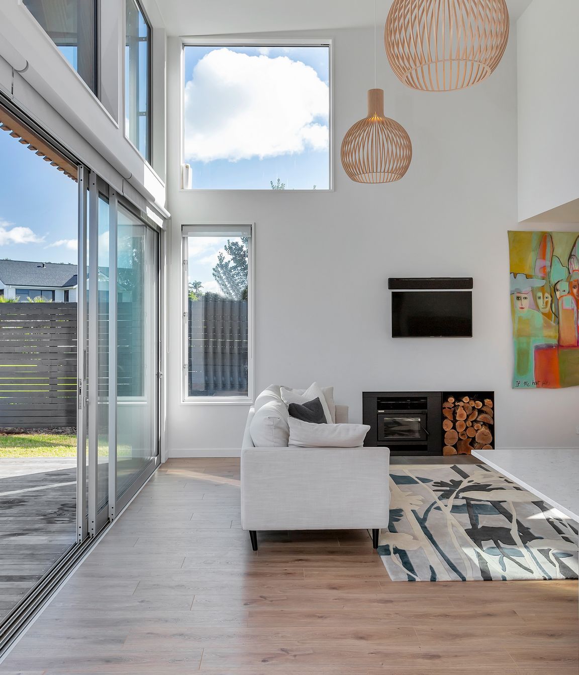 Lounge with high ceiling