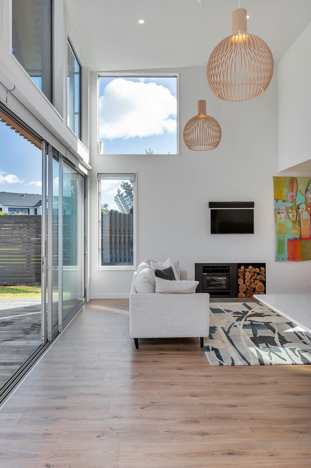 Lounge with high ceiling