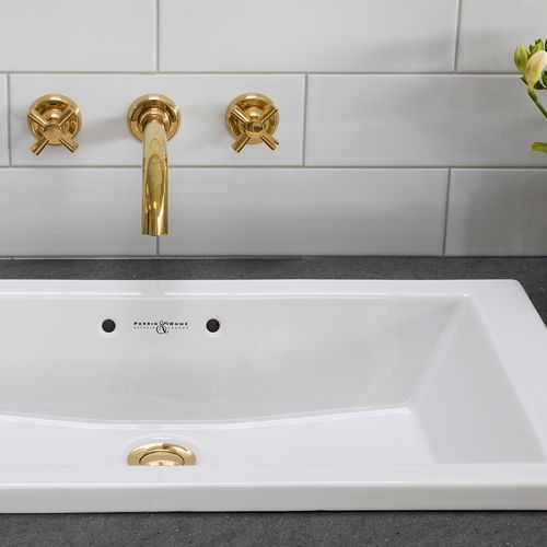 Perrin & Rowe Contemporary Wall Basin Set Crossheads