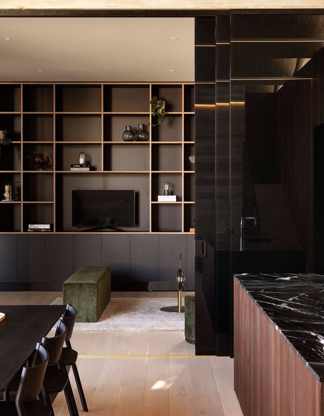 Bespoke built-in cabinetry in the lounge area.