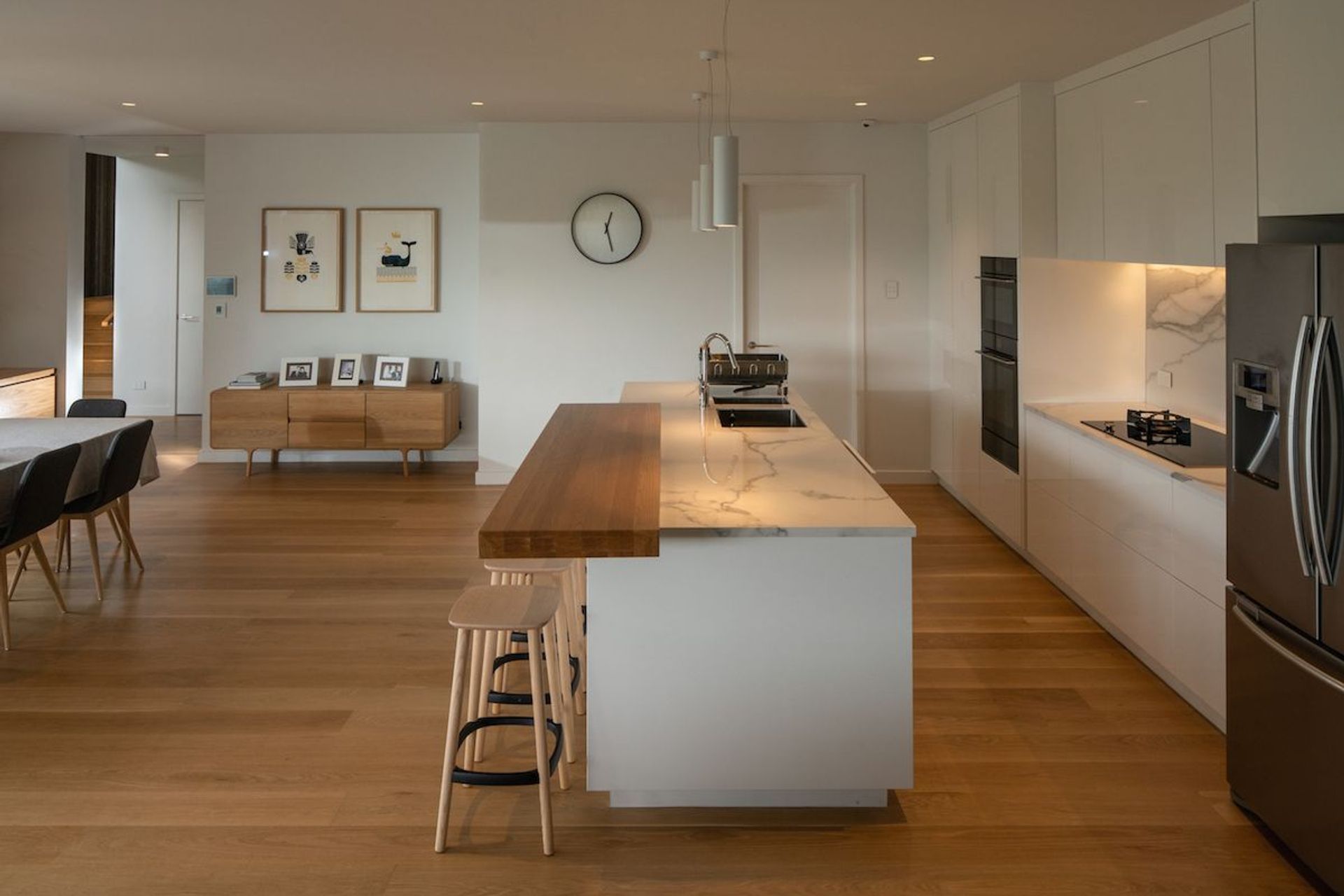 The new open plan kitchen, dining and living area are housed in the second of five 'boxes' that comprise the addition.