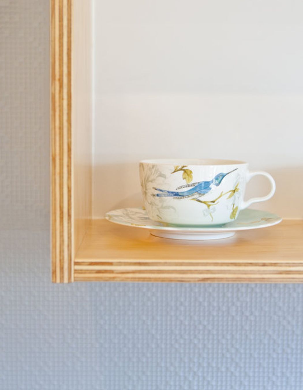Plywood shelving detail.
