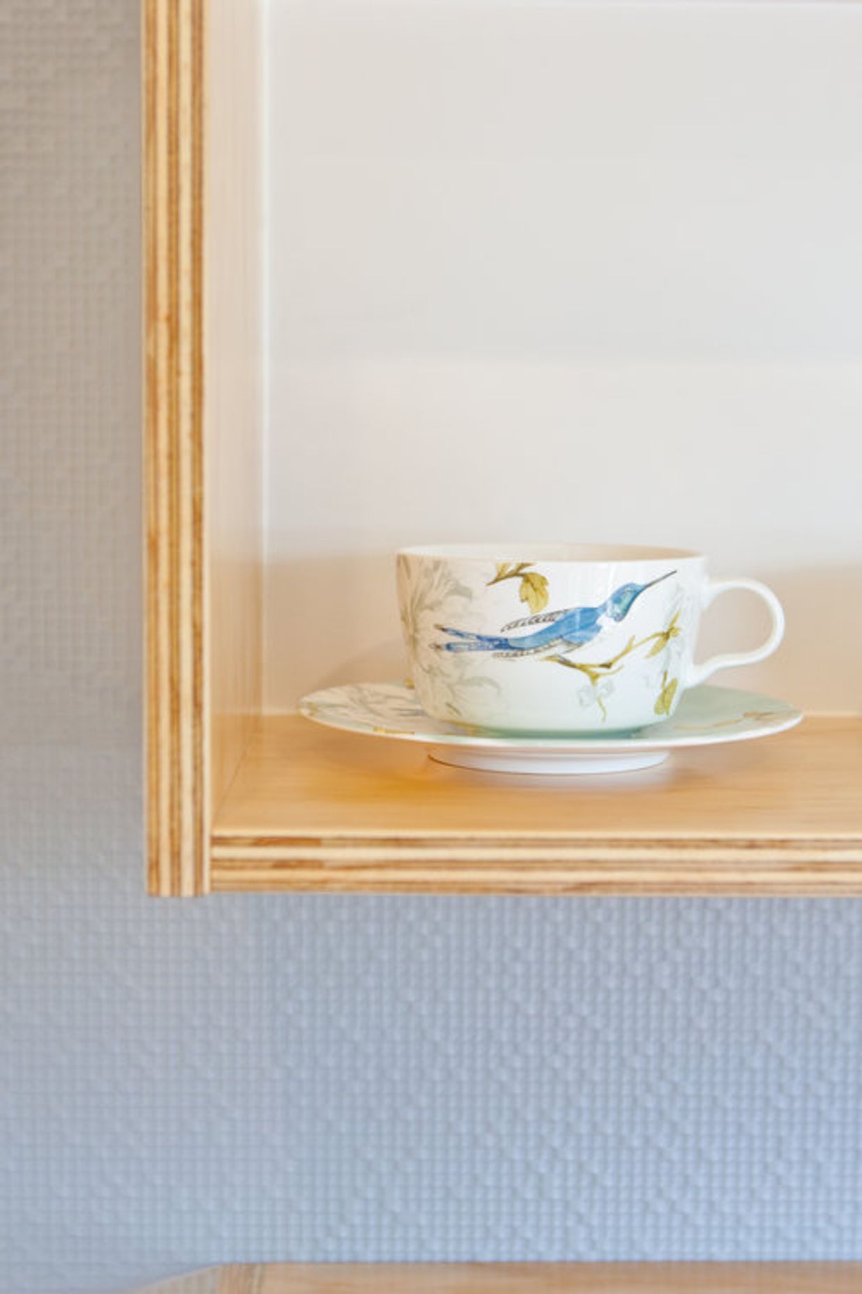 Plywood shelving detail.