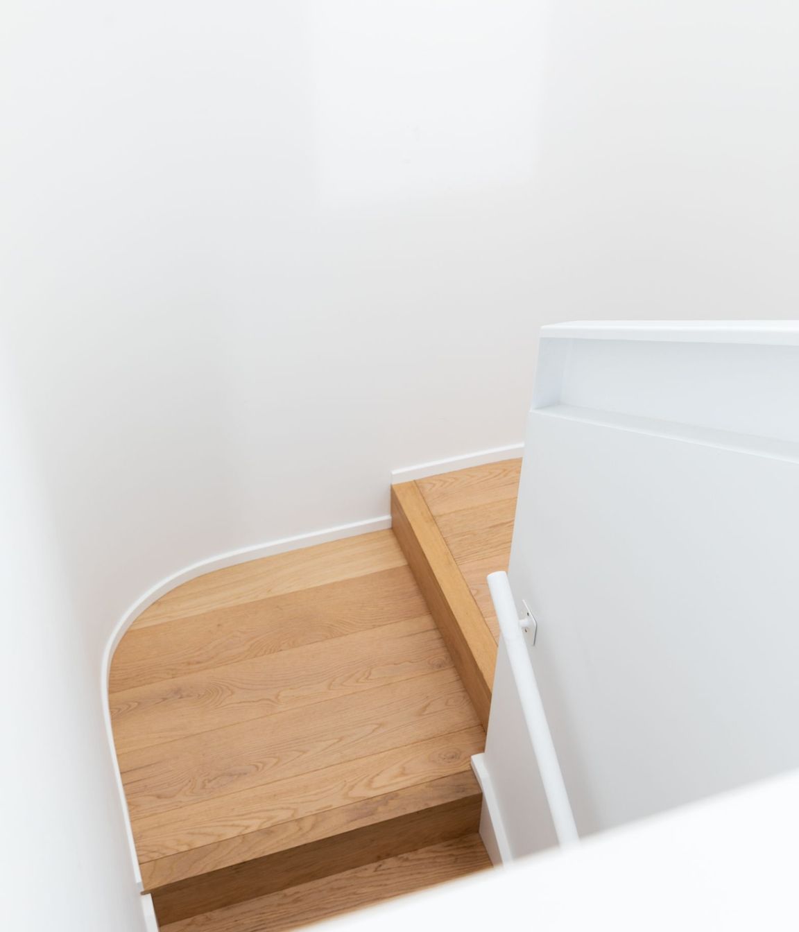 Stair. Featuring custom designed steel rail.