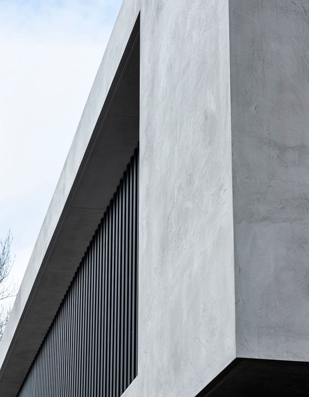 The pared-back material palette serves to reinforce the sense of the house being a stronghold against the encroaching urban environment.