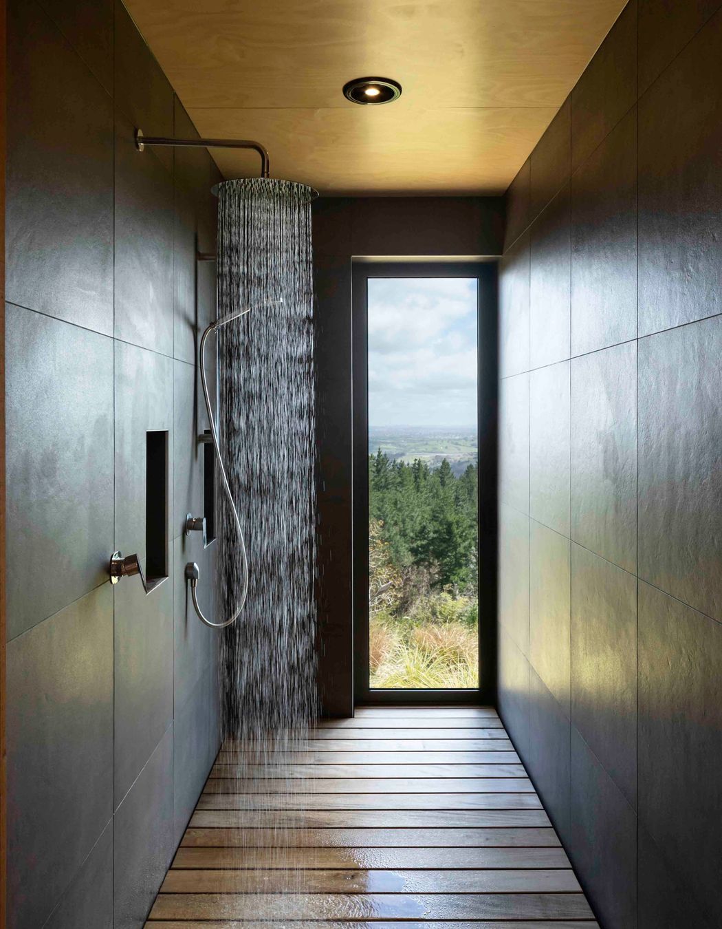 The master's shower enjoys a show-stopping view.