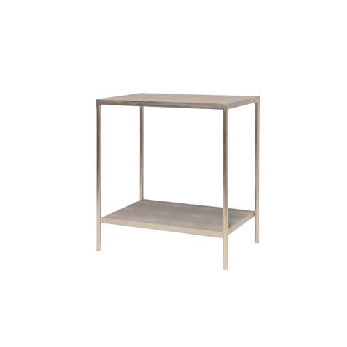 CLARENCE Side Table with shelf - Faux shagreen