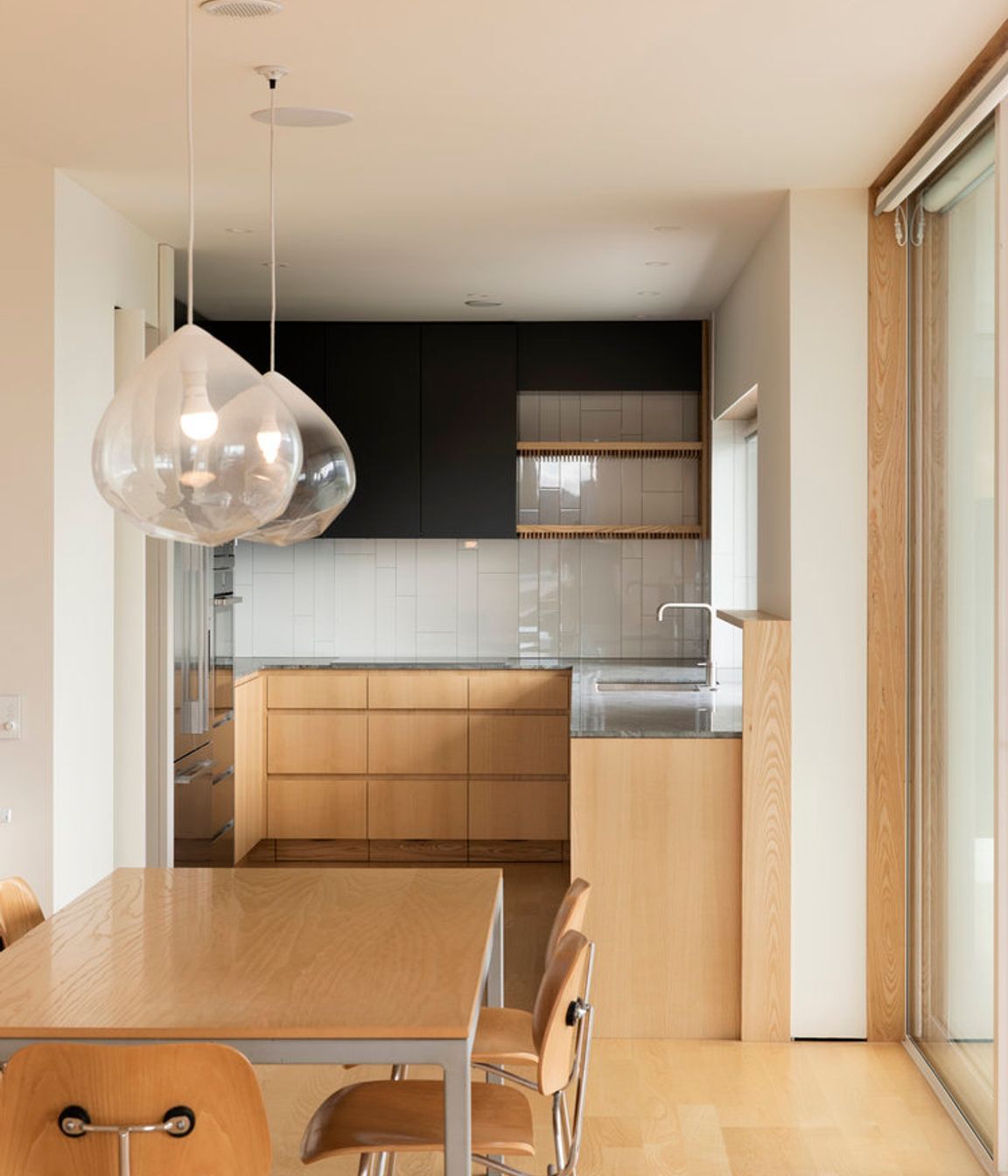 The kitchen in the downstairs apartment.