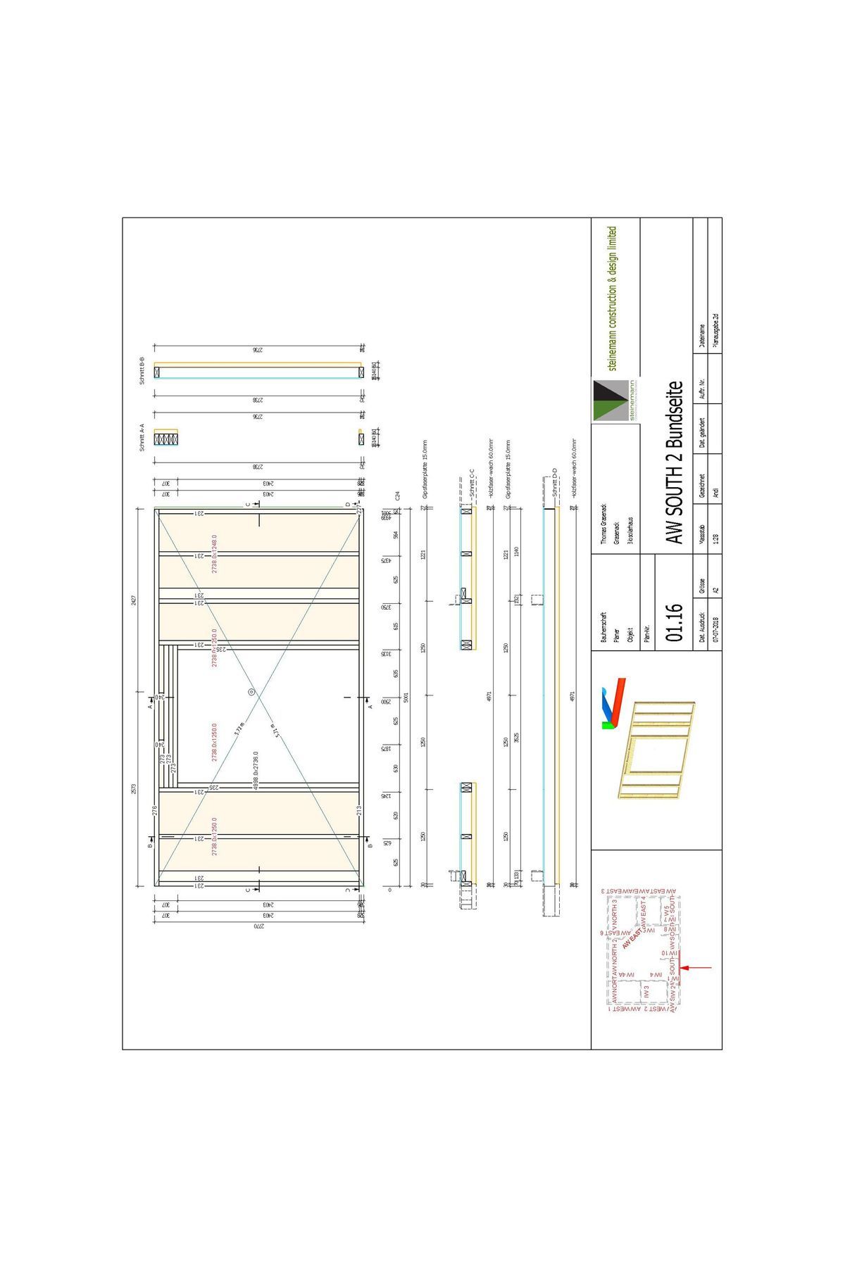 The 3D draft is converted into 2D plans, providing a detailed inventory and comprehensive quantity list for the prefabrication of all the different parts.