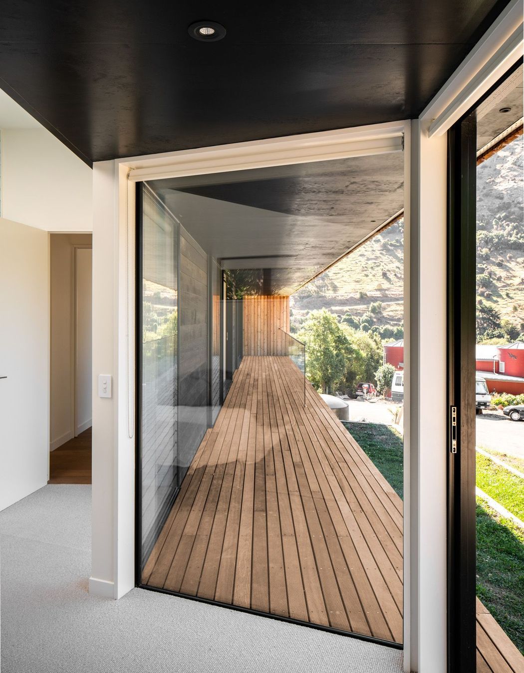 Looking down the length of the balcony.