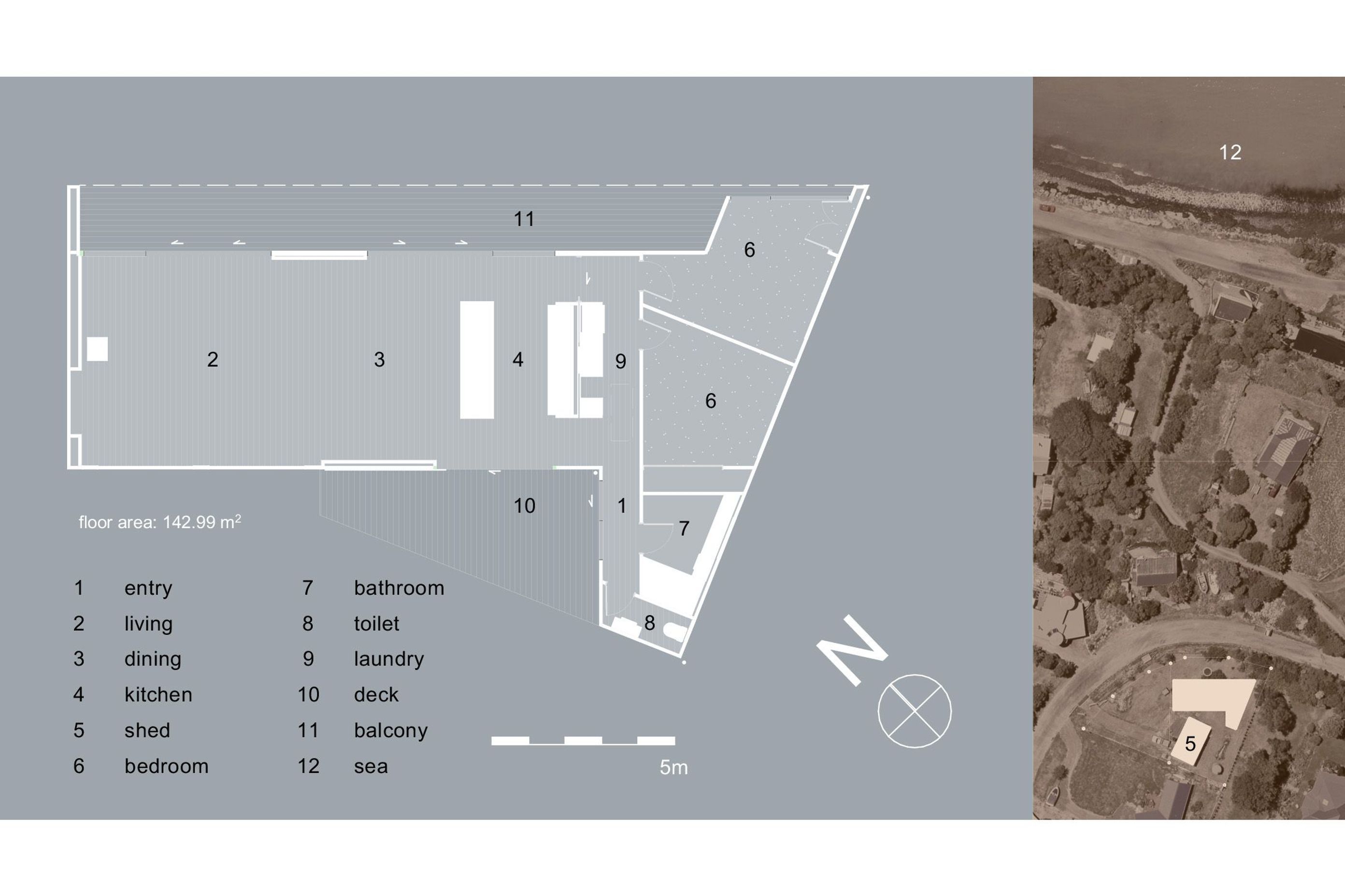 The floor plan of Sea Call house, designed by Linetype Architectural.