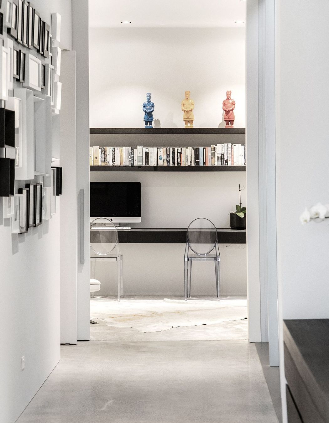 The hallway and study.