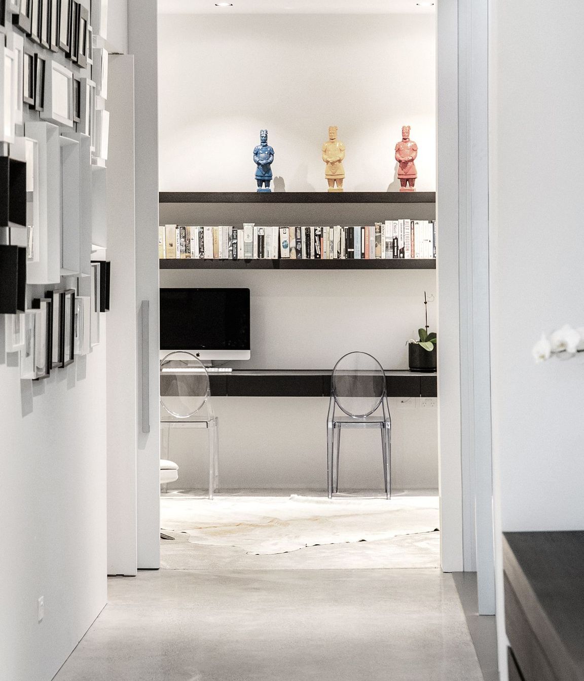 The hallway and study.