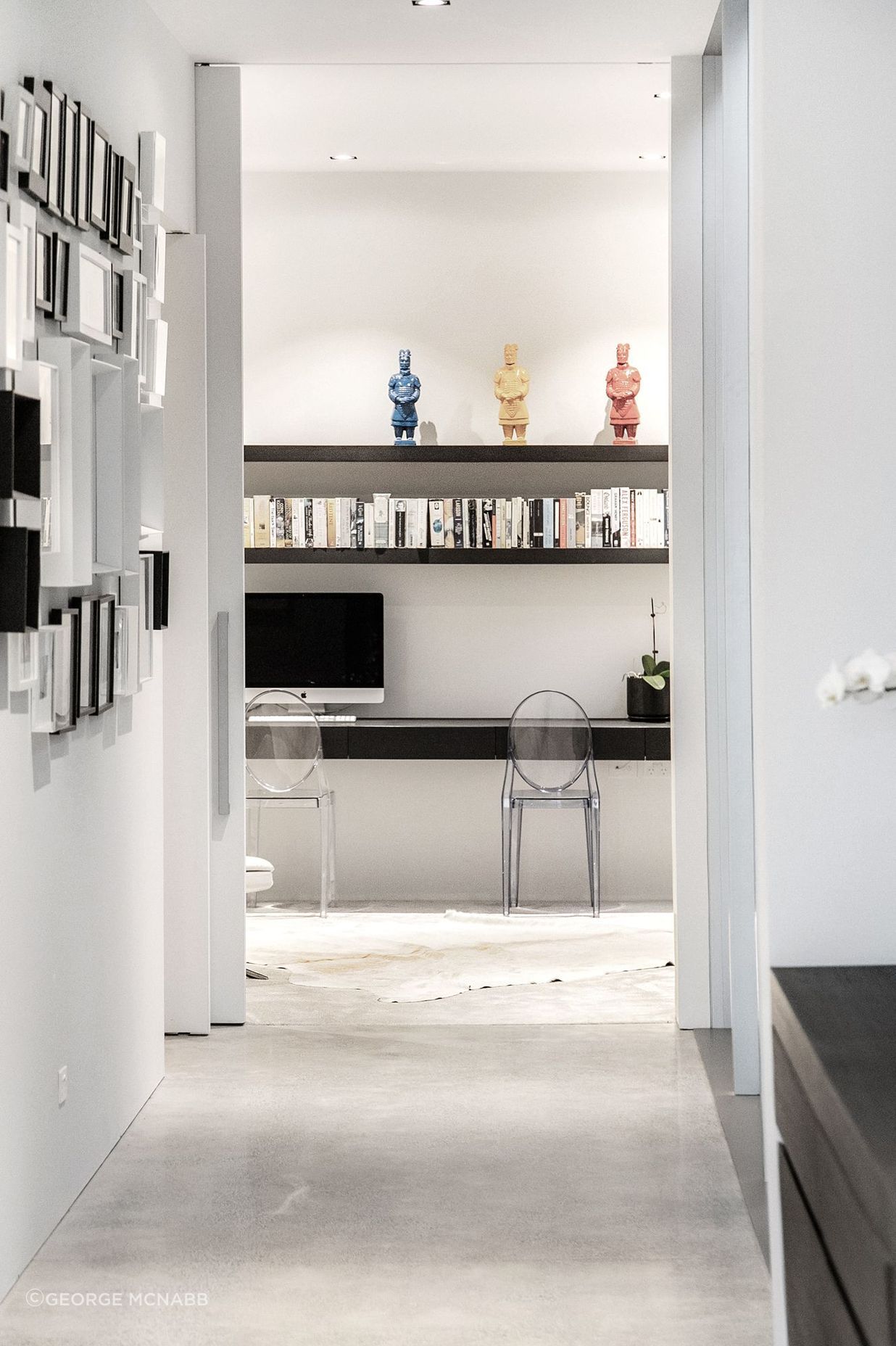 The hallway and study.