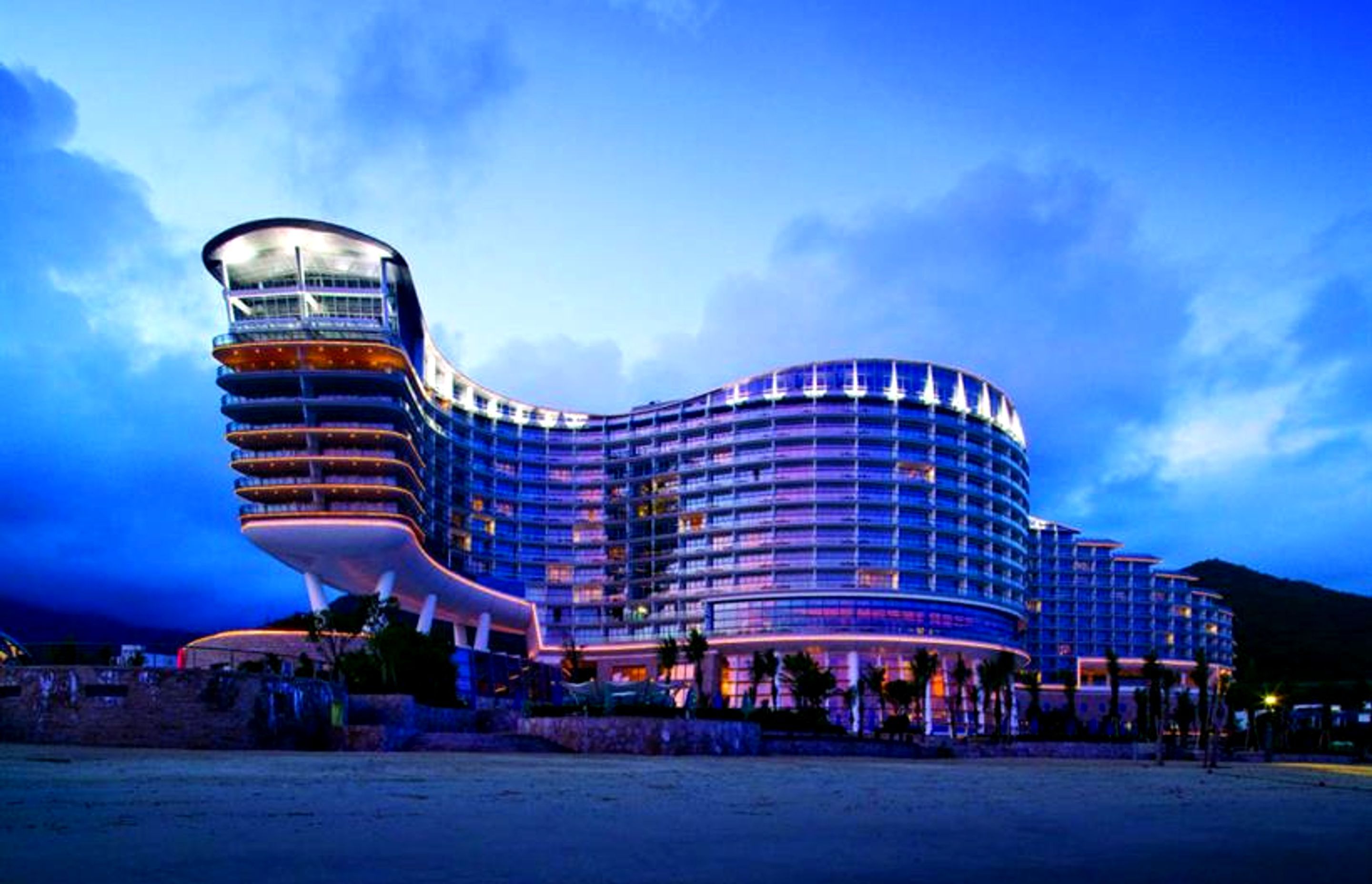 Hotel building view from the beach