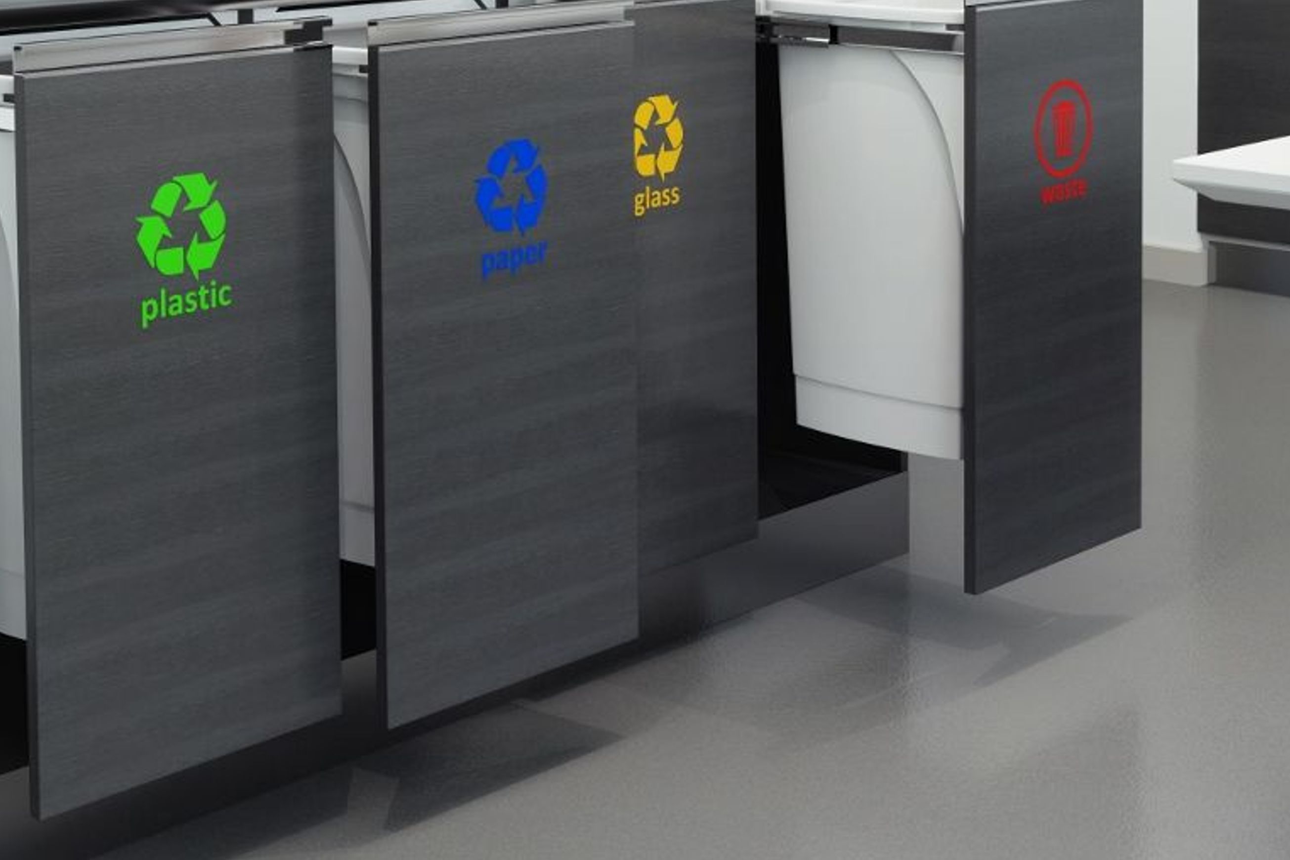 Soft Close Bin Storage - 1 x 50L Bucket - Door Pull