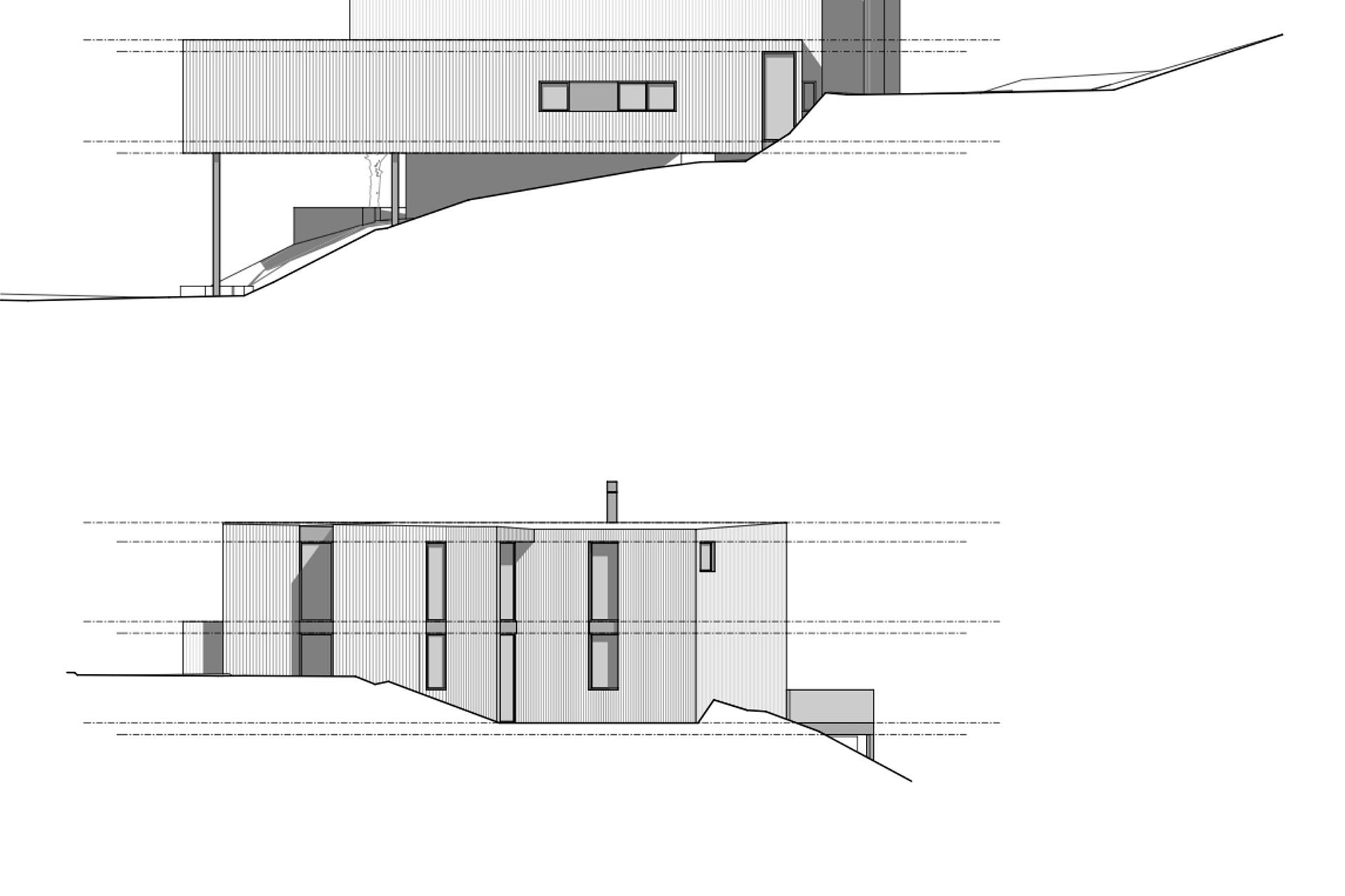 South and east-facing elevations by Co-Lab Architecture. 