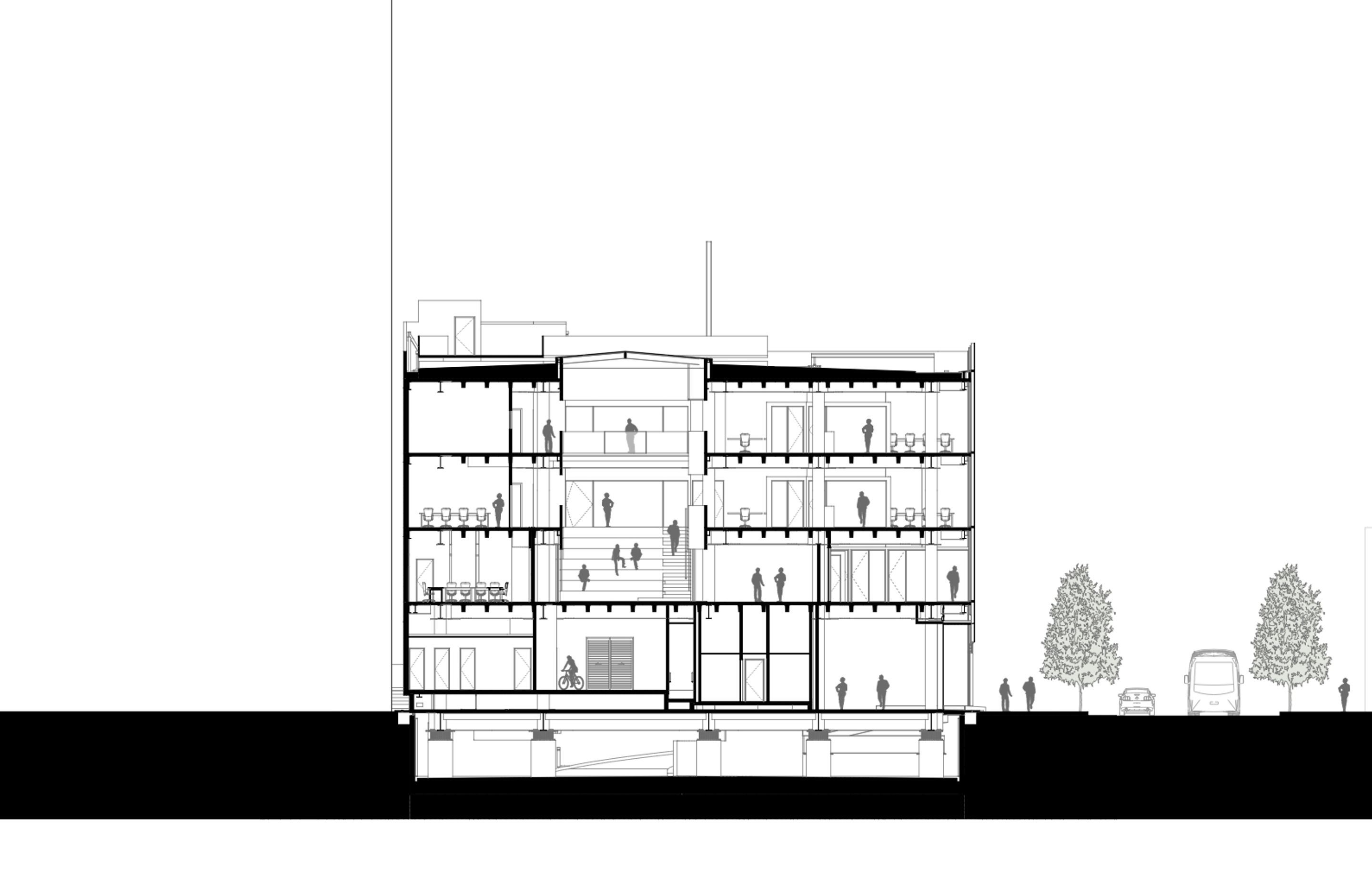2 Cathedral Square, Christchurch – cross section C by Sheppard &amp; Rout Architects.