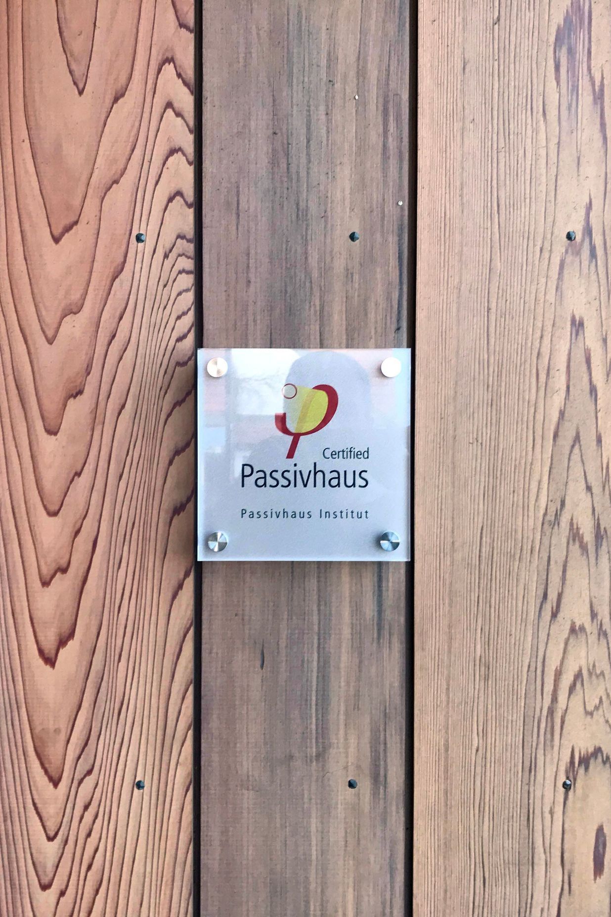 Certification plaque from Passivhaus, Germany.