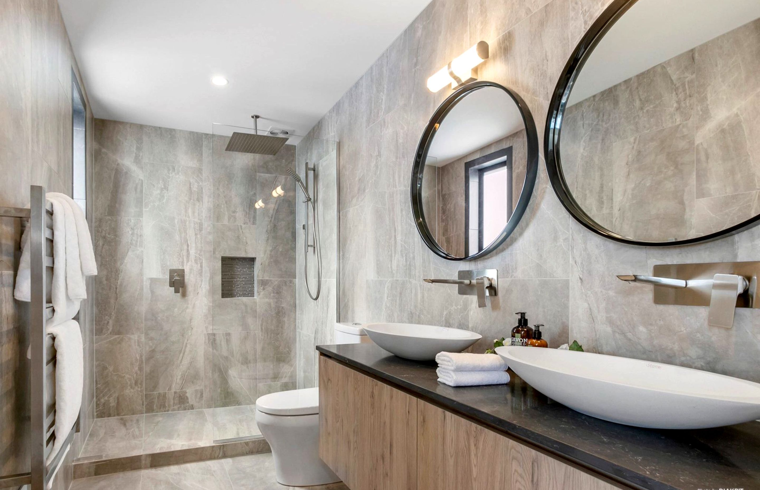St Heliers new build with luxury ensuite , bathrooms + powder room designed by Lizzie Kerby from Lizzie K &amp; Co