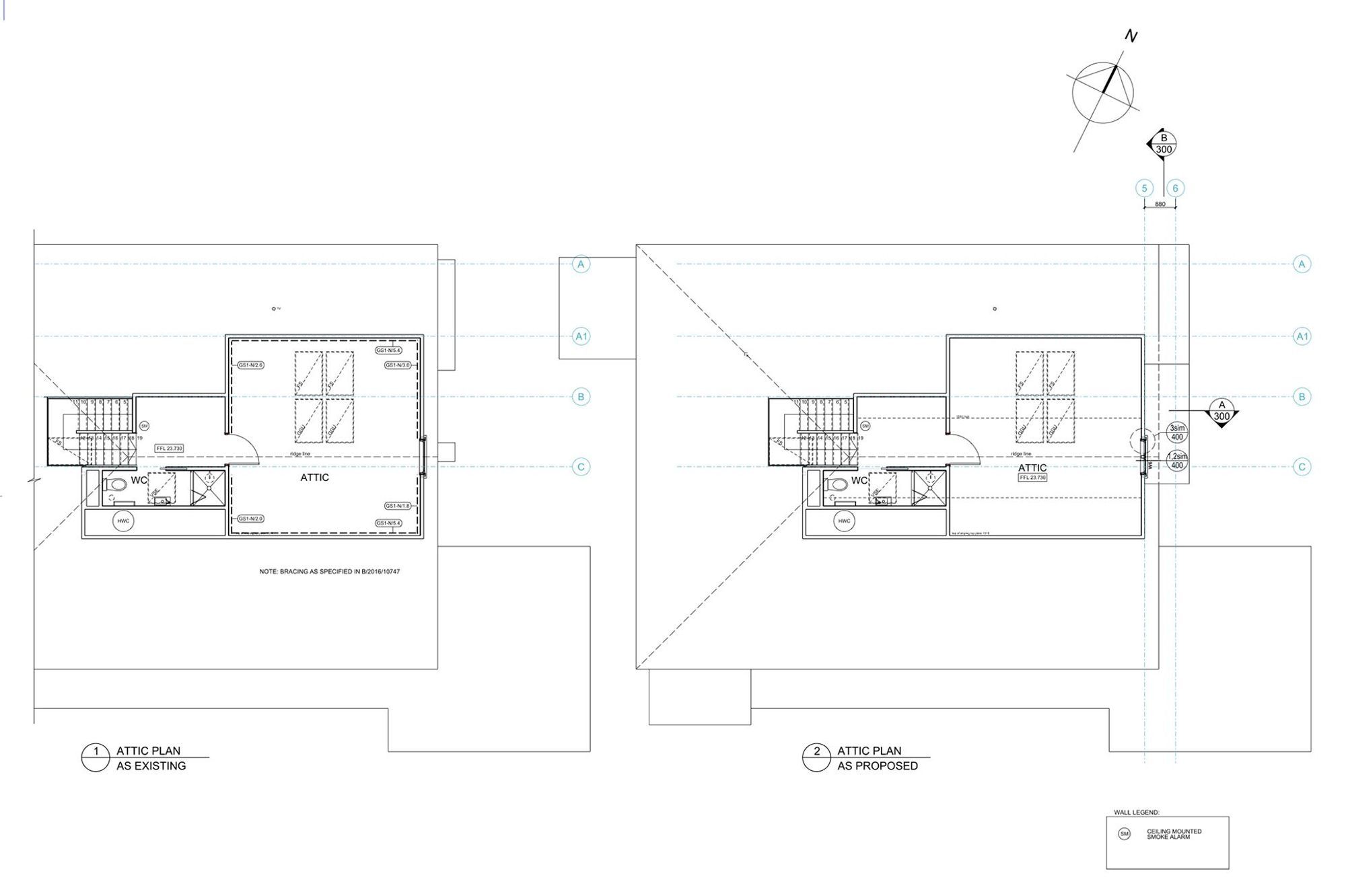 The existing and new attic plans, by Salmond Reed Architects.