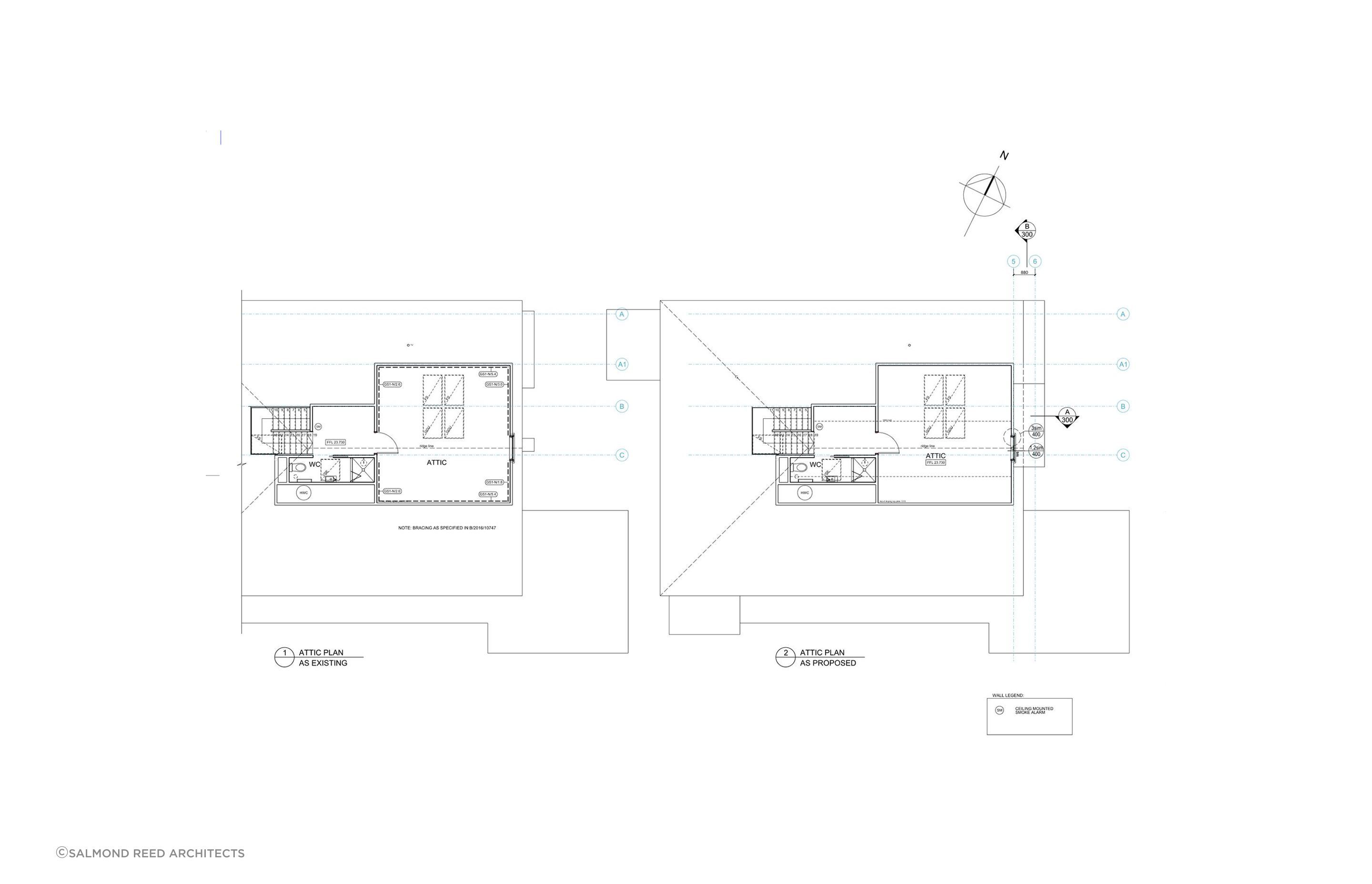 The existing and new attic plans, by Salmond Reed Architects.