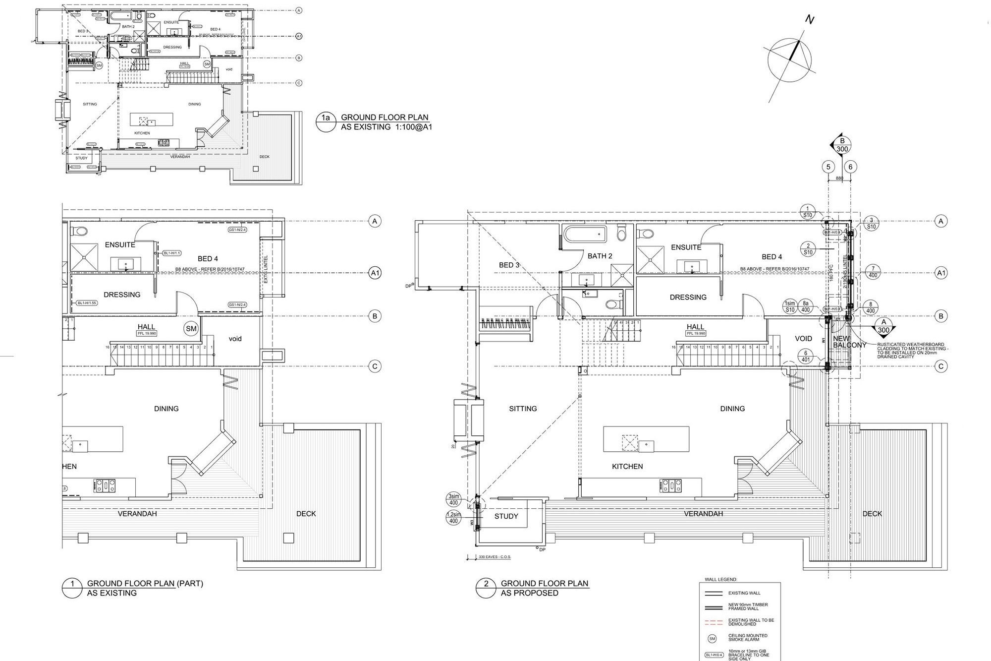 The existing and new ground-floor plans, by Salmond Reed Architects.
