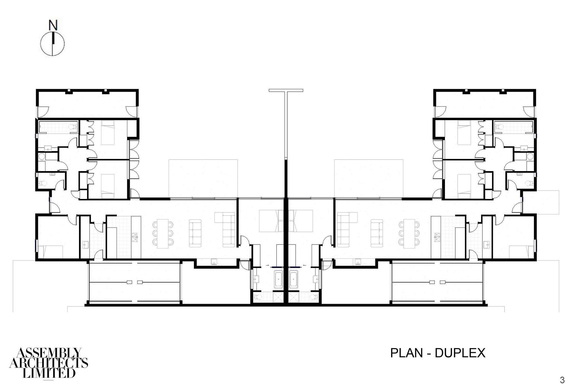 A plan of a typical duplex dwelling, by Assembly Architects.