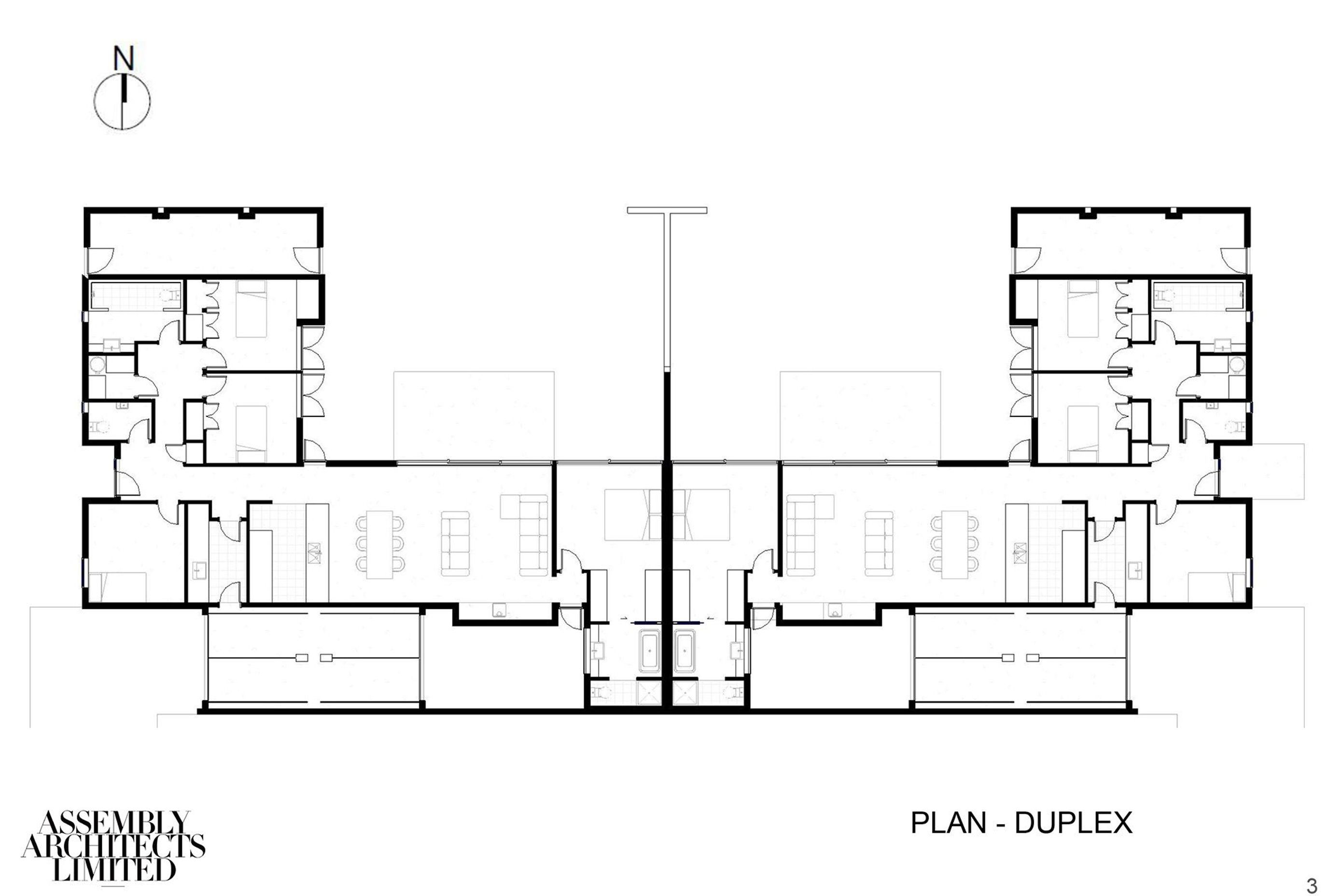 A plan of a typical duplex dwelling, by Assembly Architects.