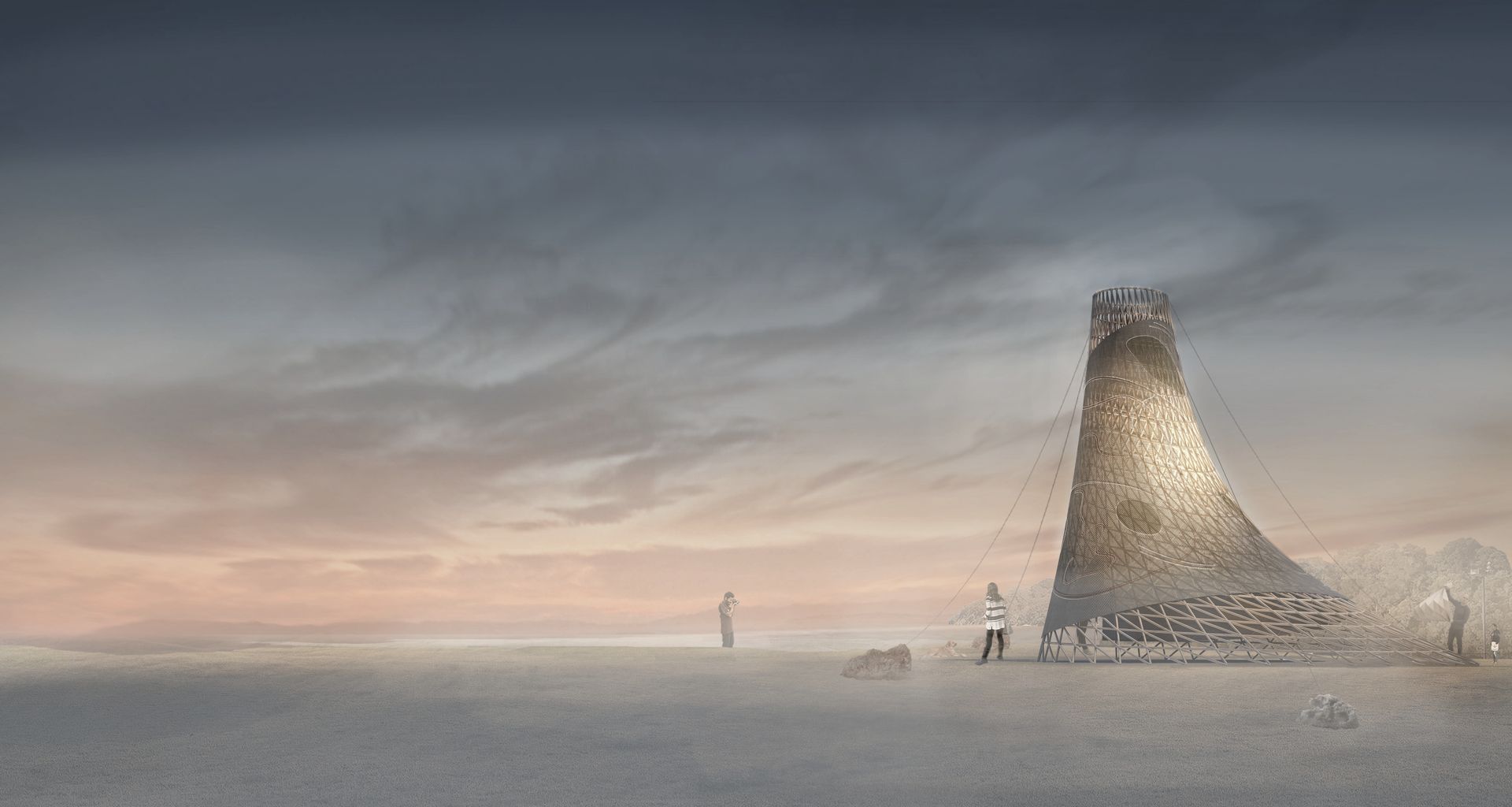 Tall Hut at Dusk looking towards the foreshore at Matiatia 