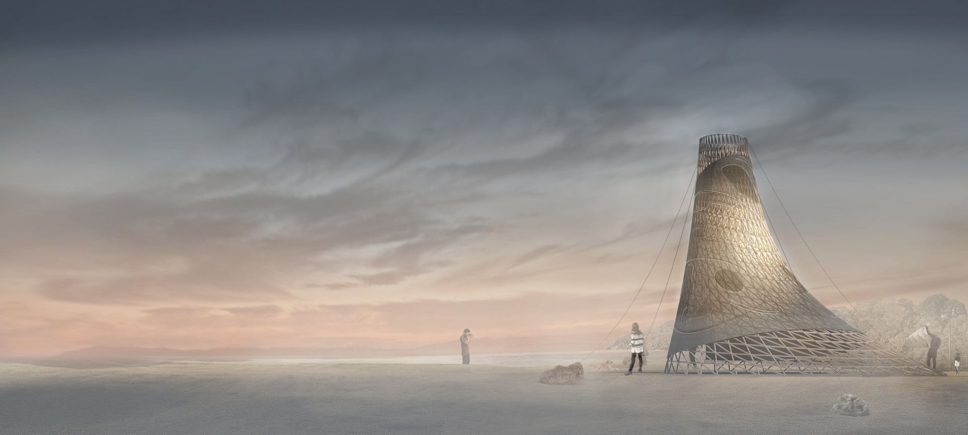 Tall Hut at Dusk looking towards the foreshore at Matiatia 