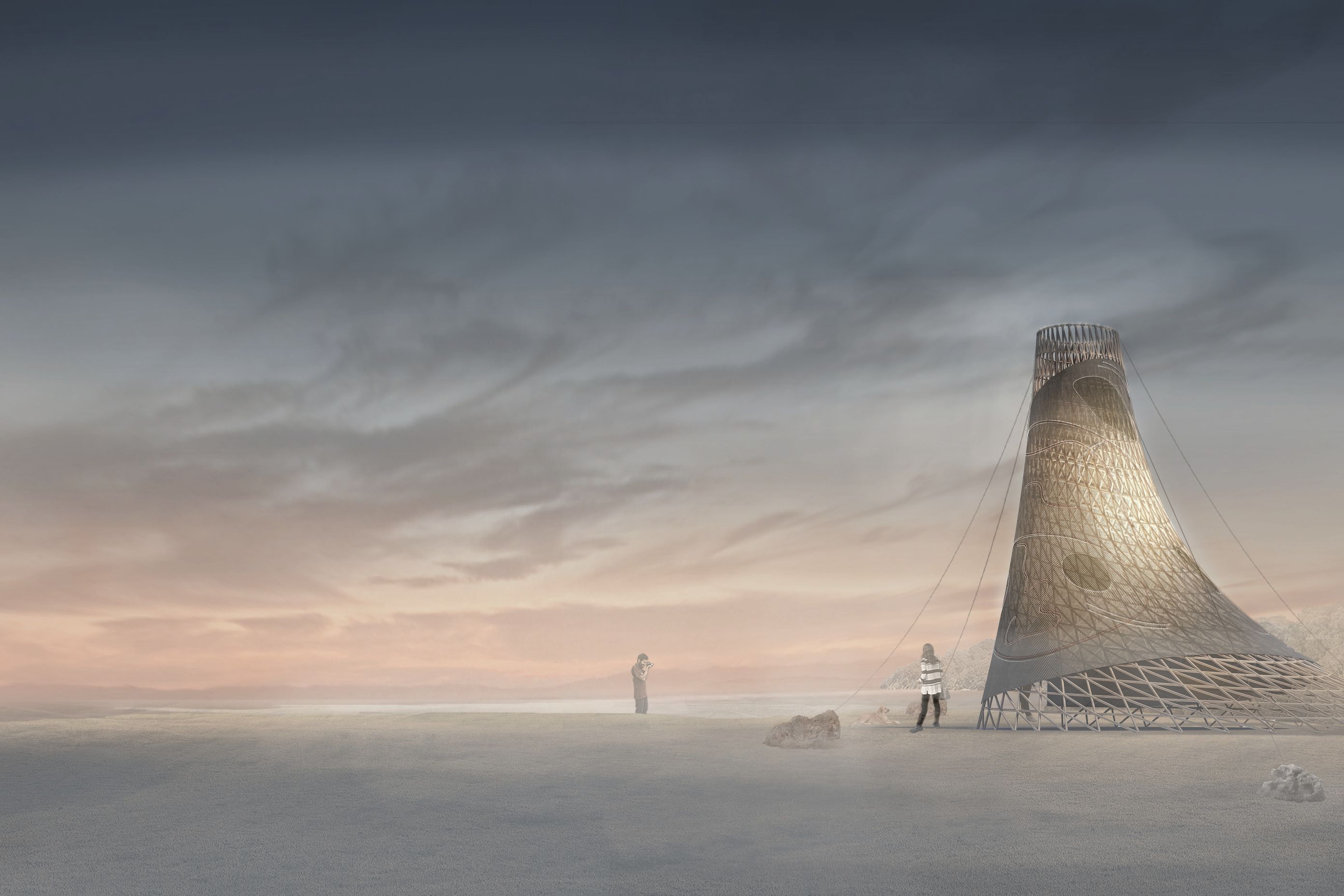 Tall Hut at Dusk looking towards the foreshore at Matiatia
