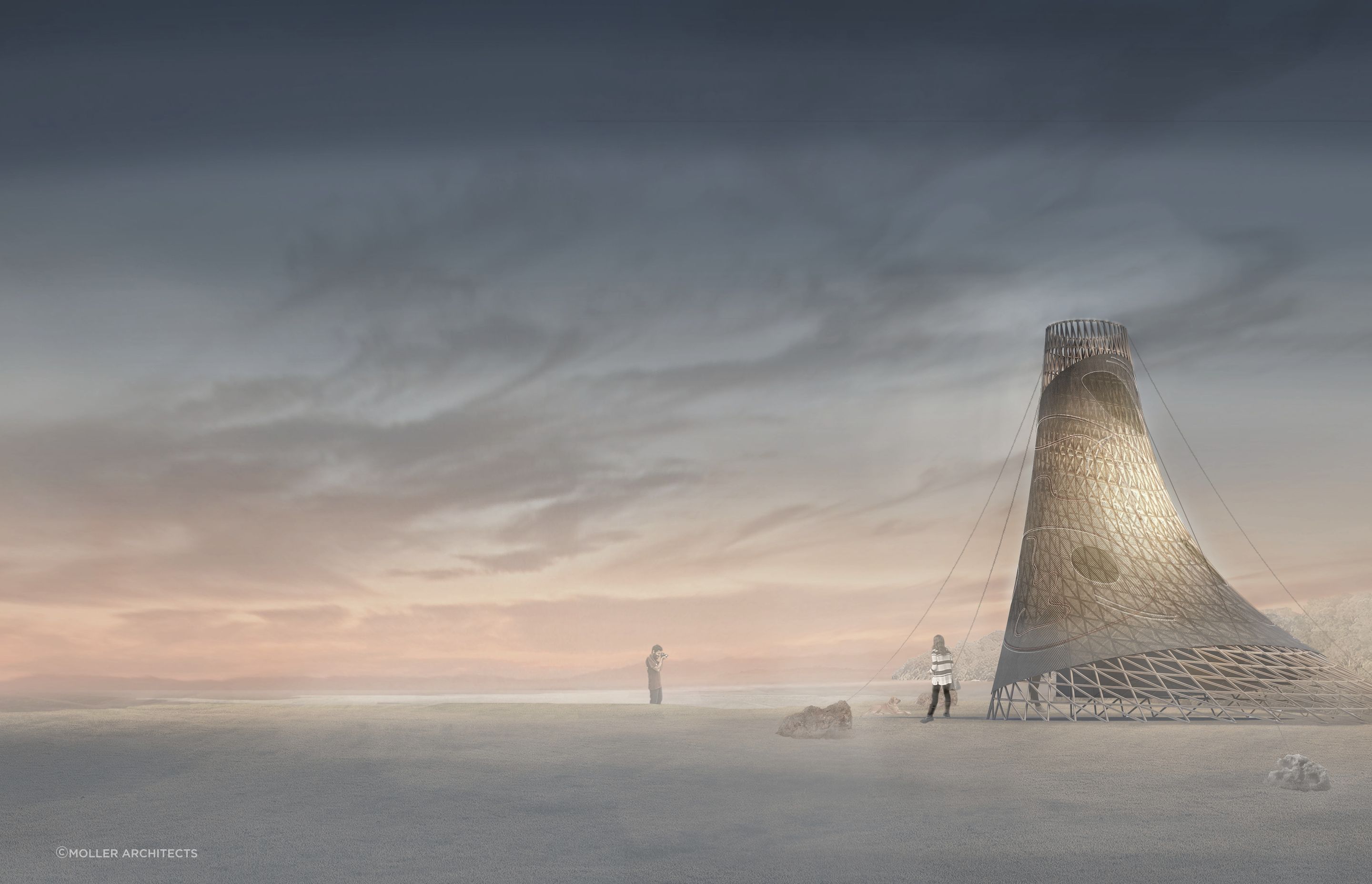 Tall Hut at Dusk looking towards the foreshore at Matiatia 