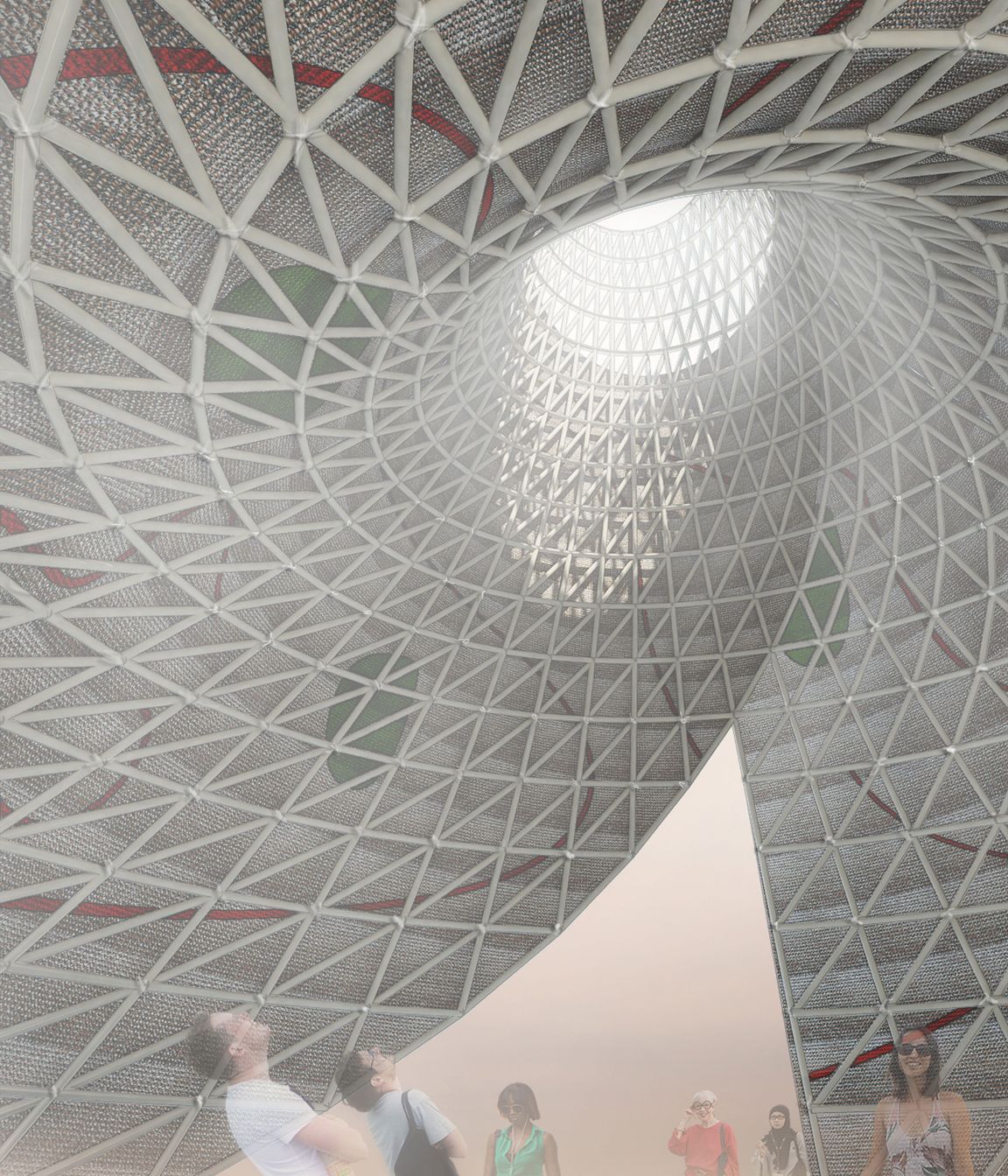 Interior of Tall Hut looking towards the oculus