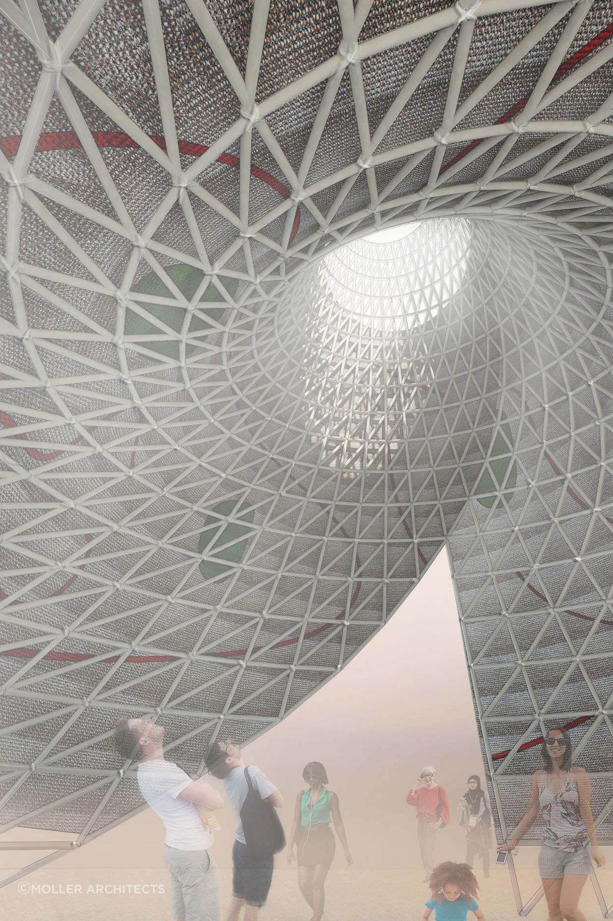 Interior of Tall Hut looking towards the oculus
