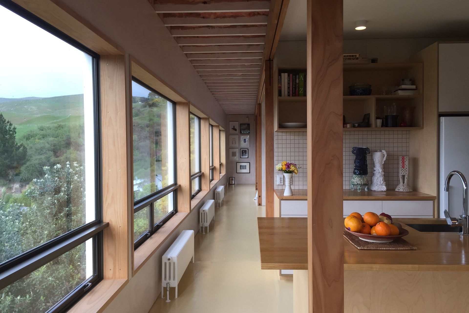 Interior view. Timbers include macrocarpa, pine and American Ash