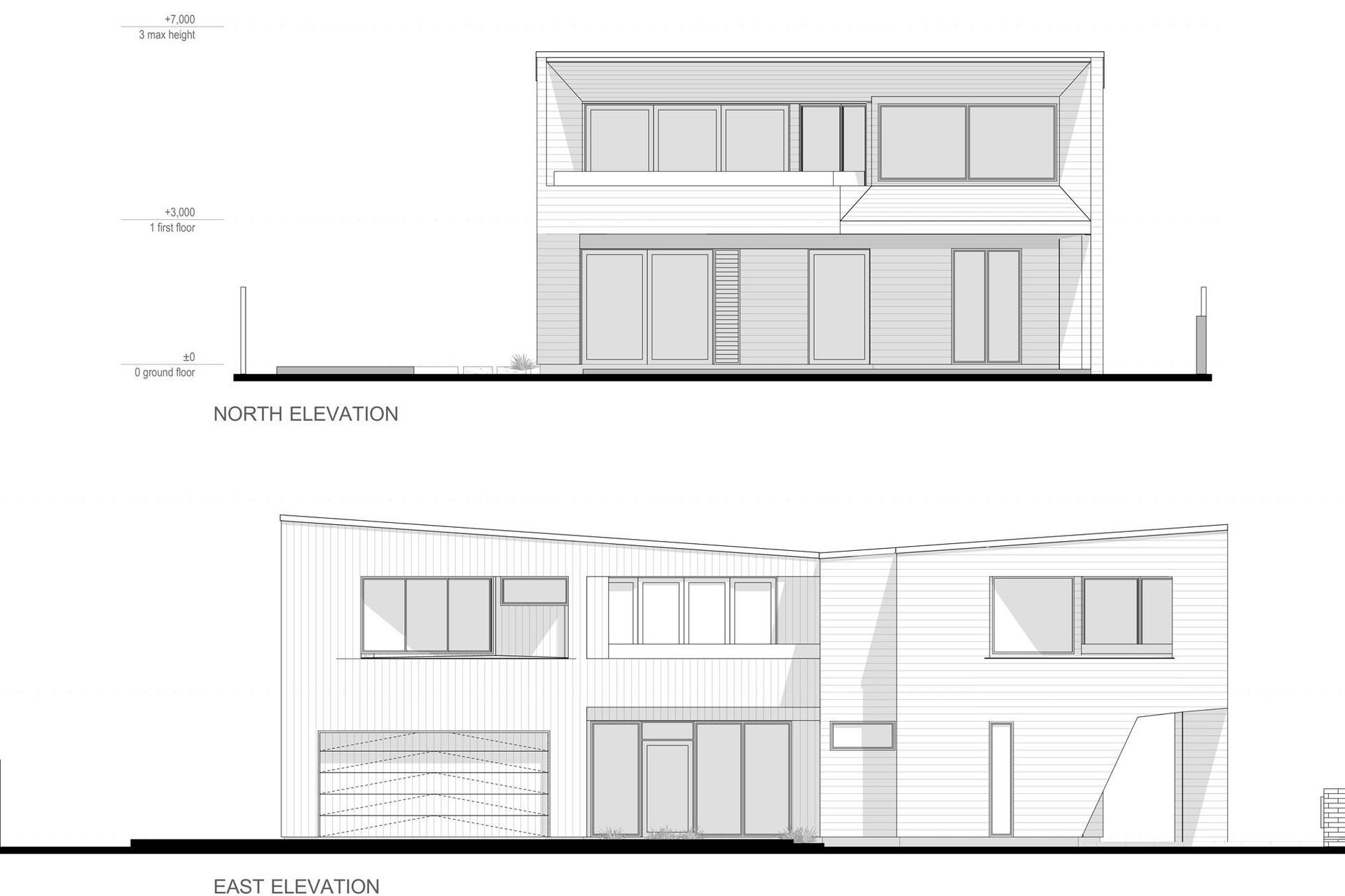 North and east-facing elevations of Te Whare Rakau by Julian Guthrie Architecture.. 