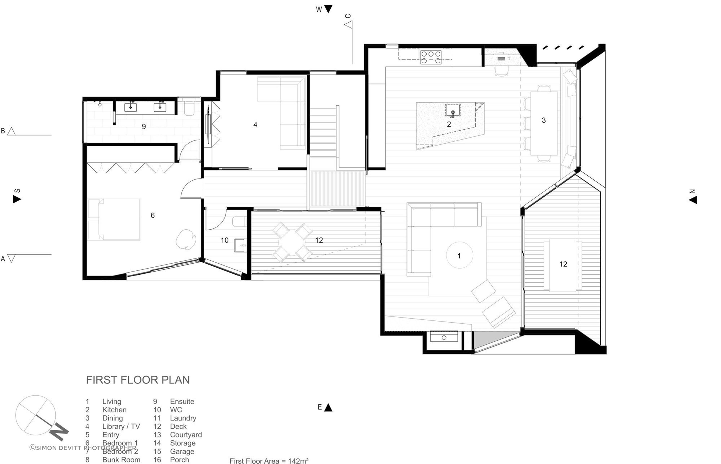 The first-floor plan by Julian Guthrie Architecture.