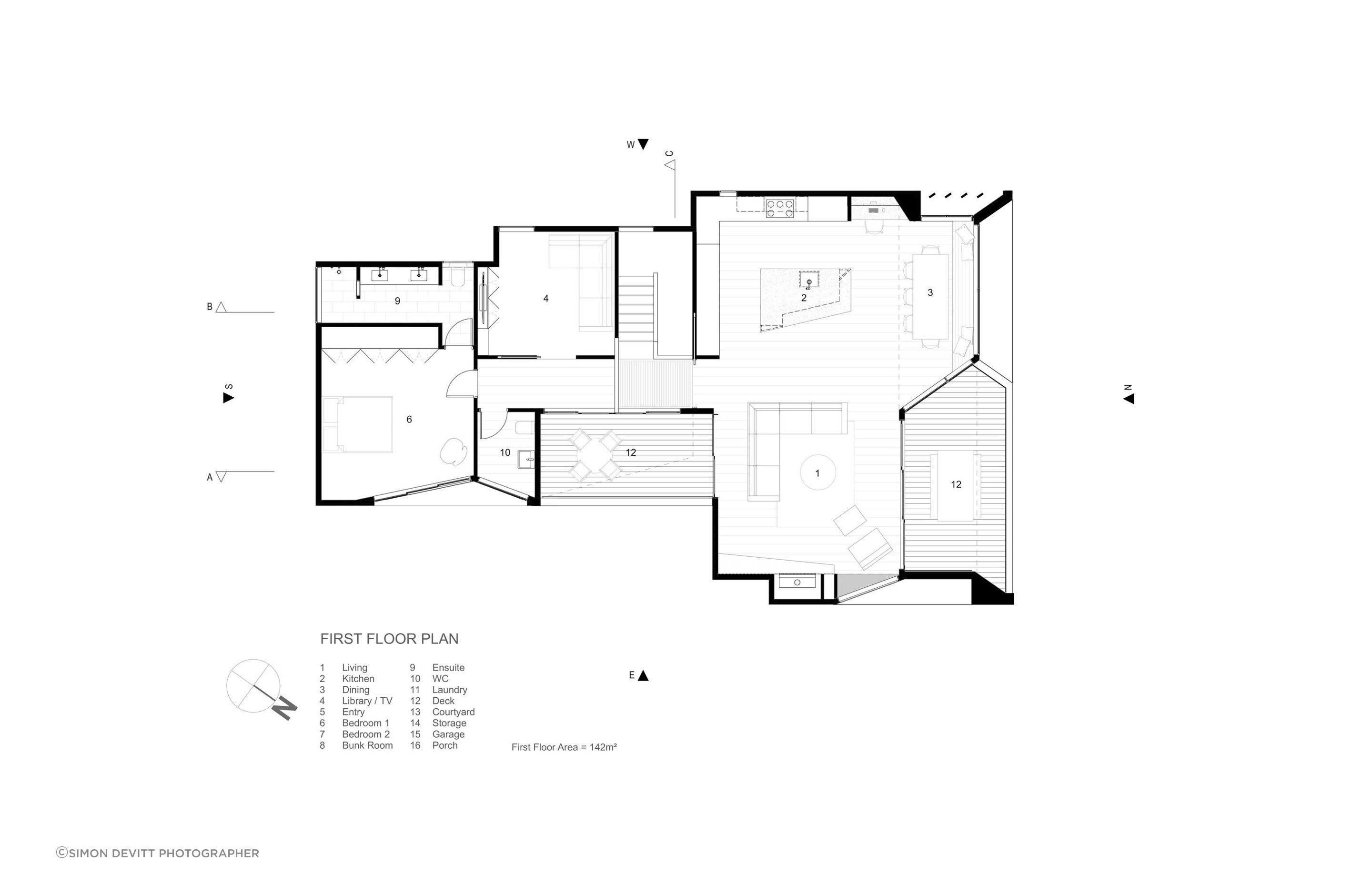 The first-floor plan by Julian Guthrie Architecture.