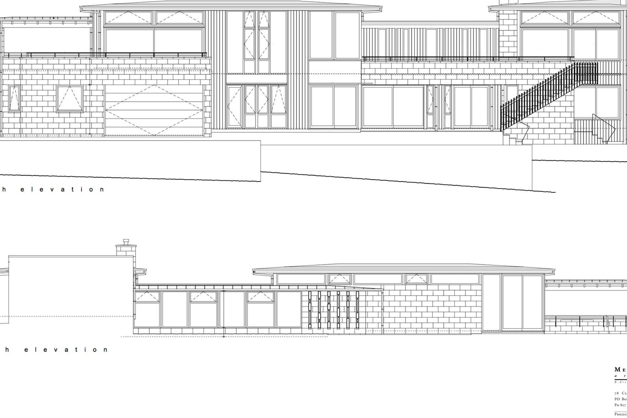 North and south elevations by Megan Edwards Architects.