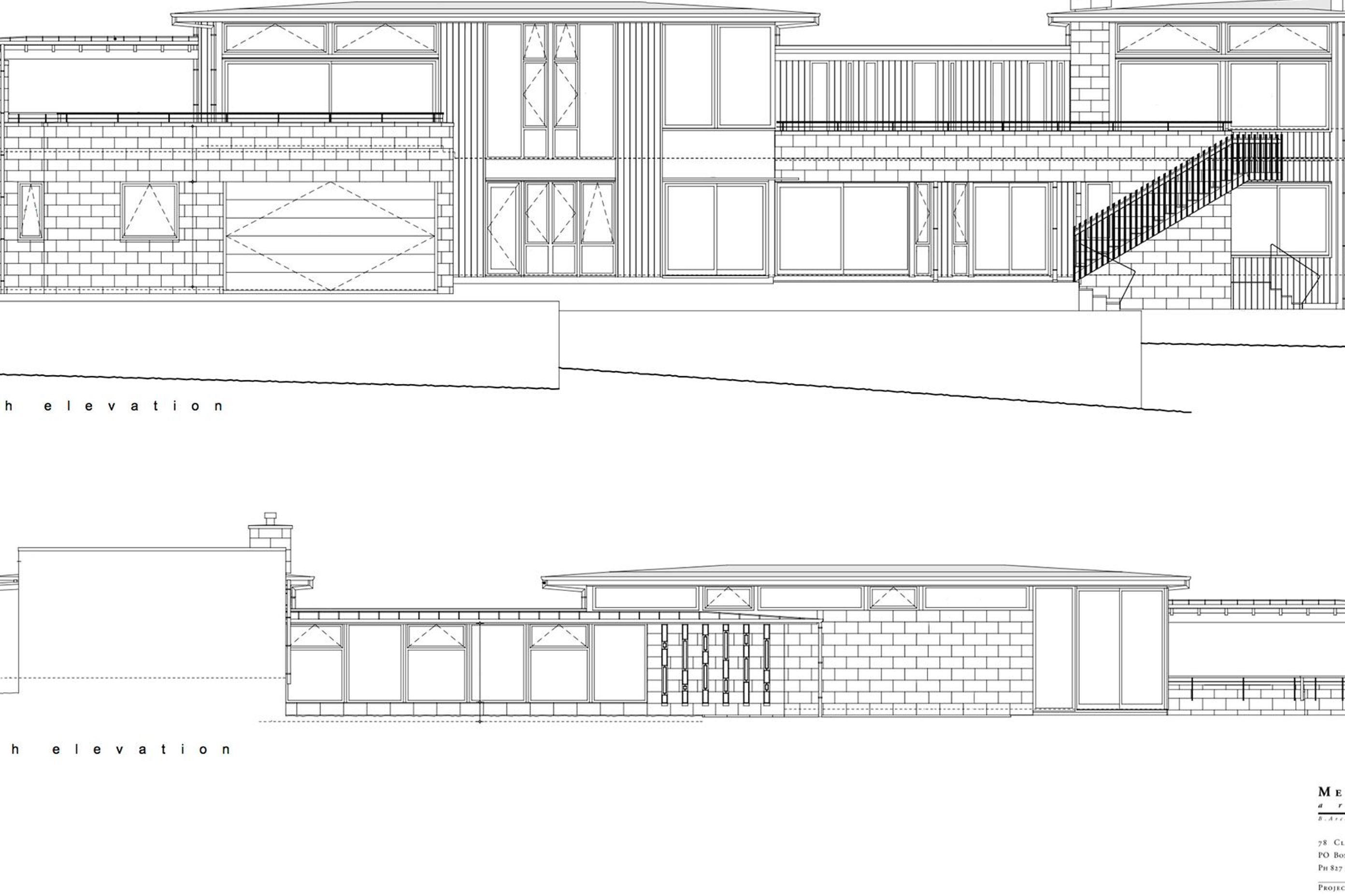 North and south elevations by Megan Edwards Architects.