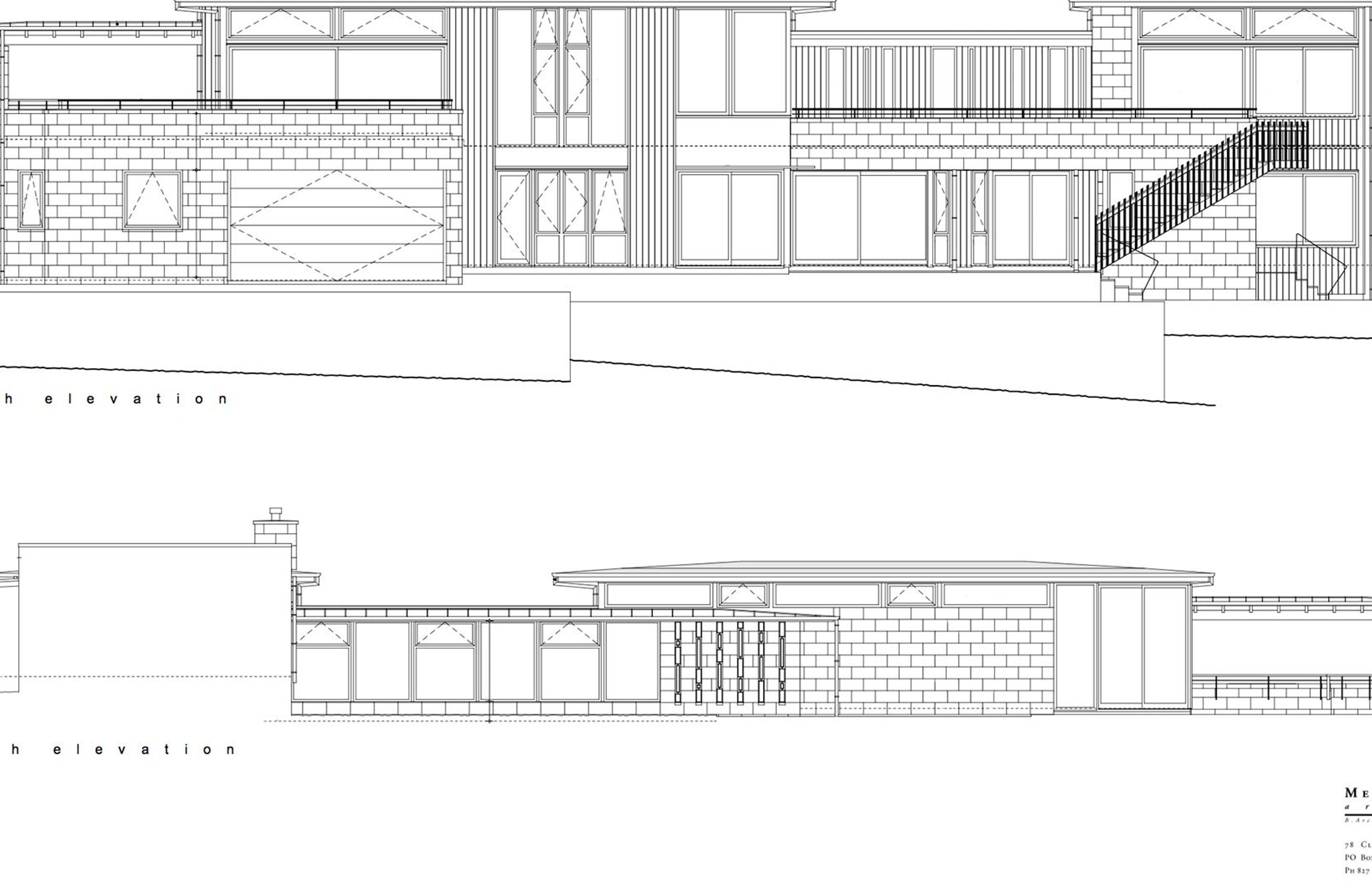 North and south elevations by Megan Edwards Architects.