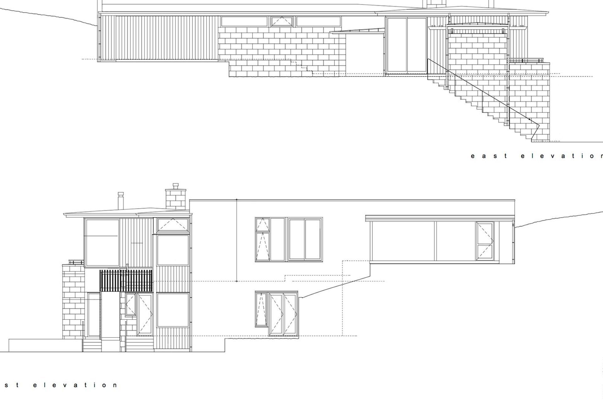 East and west elevations by Megan Edwards Architects.