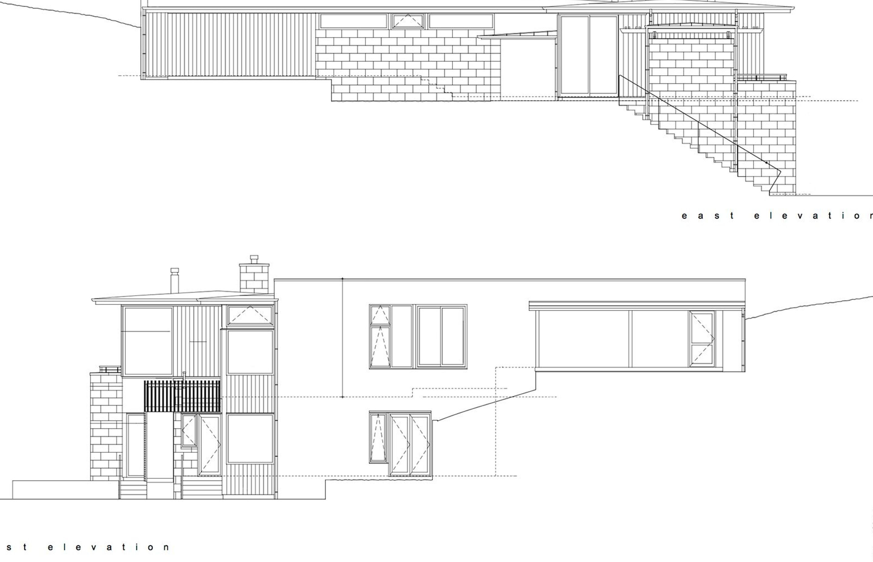 East and west elevations by Megan Edwards Architects.