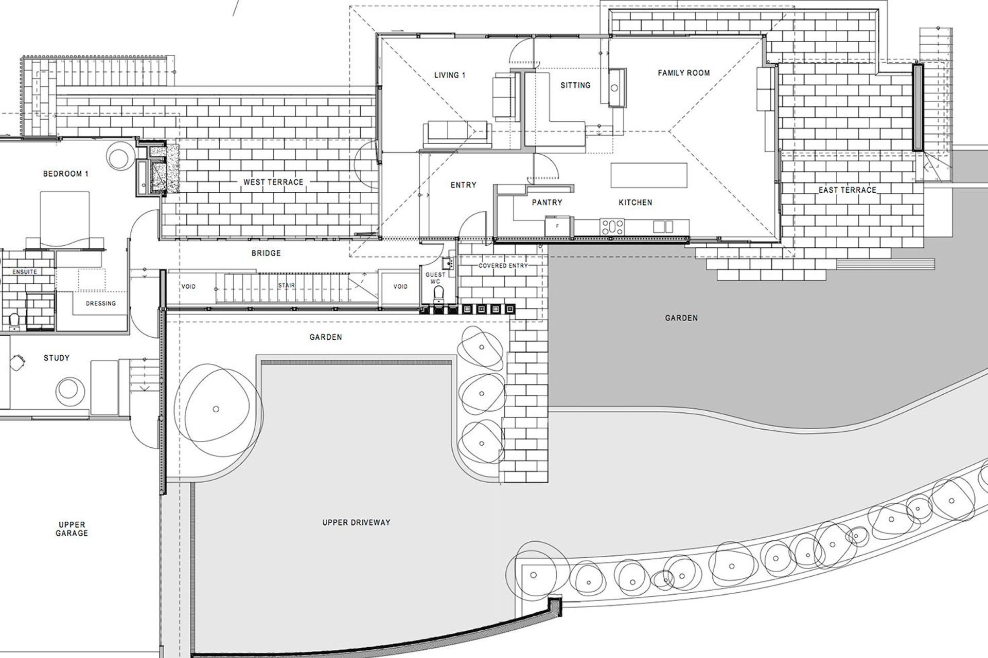 Upper-floor plan by Megan Edwards Architects.